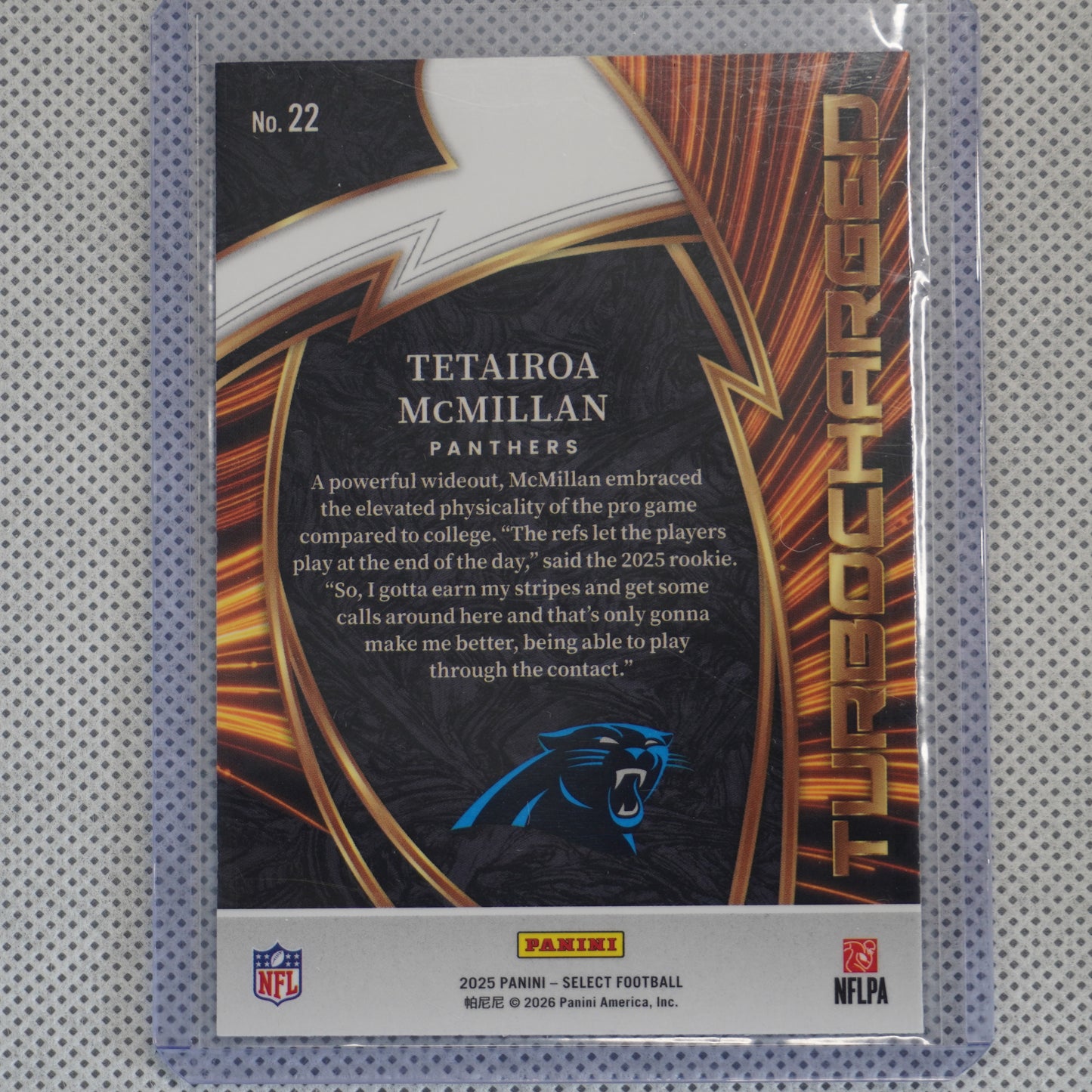 2025 Panini Select #22 Tetairoa McMillan Turbocharged Carolina Panthers
