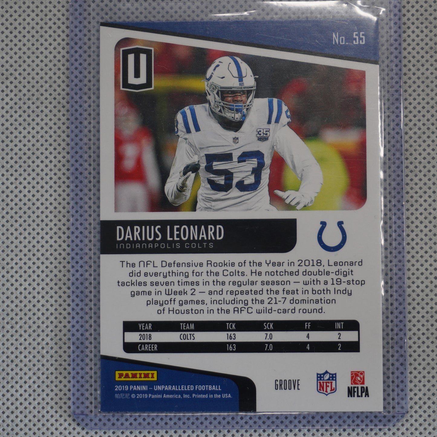 2019 Panini Unparalleled #55 Darius Leonard Groove Indianapolis Colts