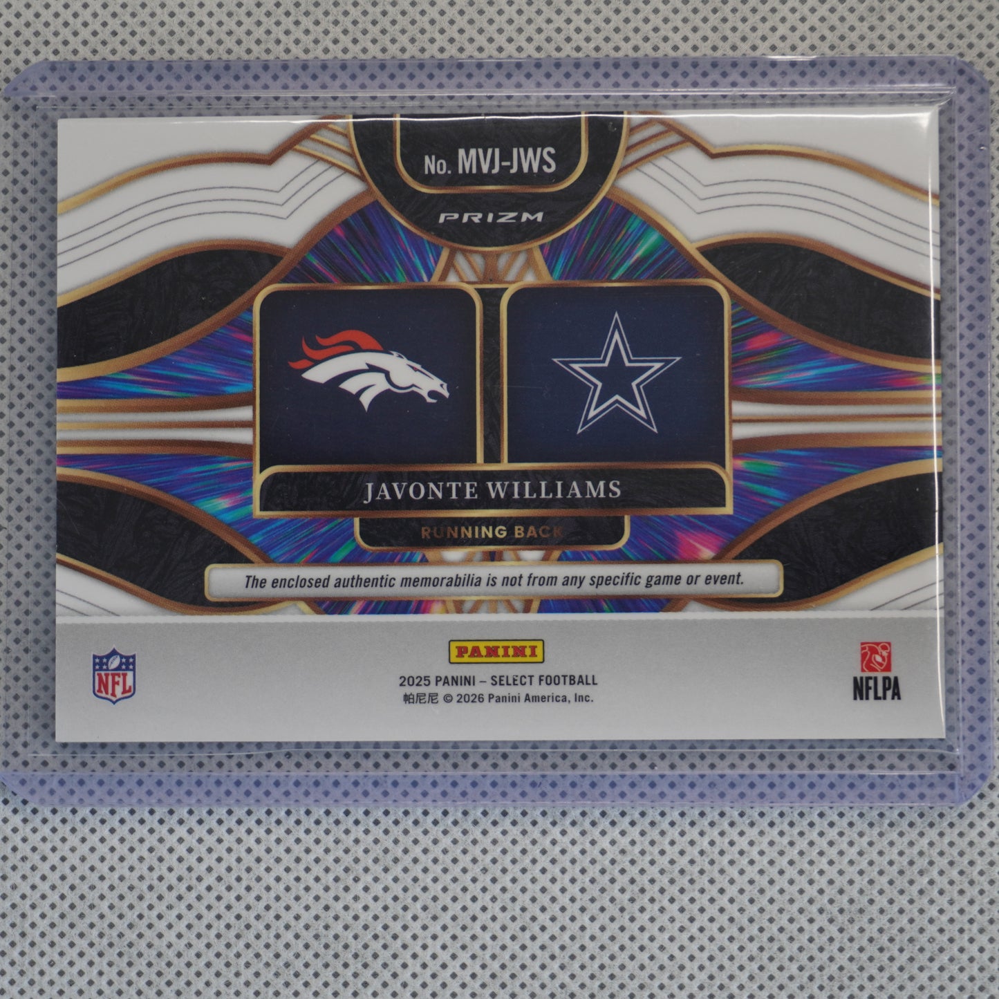 2025 Panini Select #MVJ-JWS Javonte Williams Multiverse Jerseys Red Prizm MEM