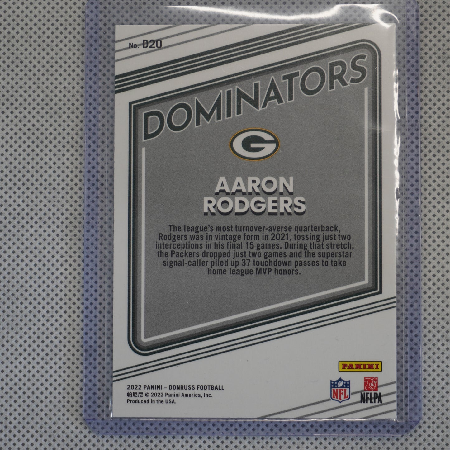 2022 Donruss #D20 Aaron Rodgers Dominators Green Bay Packers