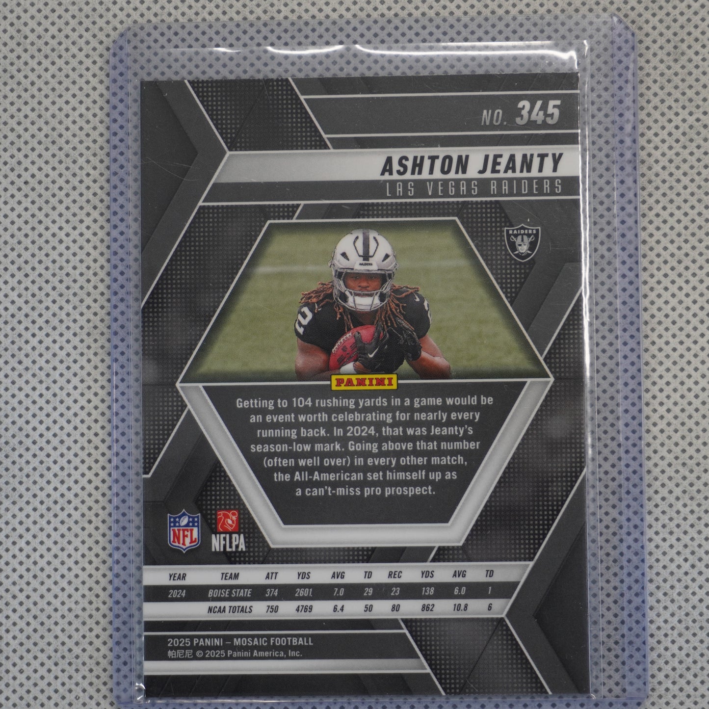 2025 Panini Mosaic #345 Ashton Jeanty Las Vegas Raiders RC