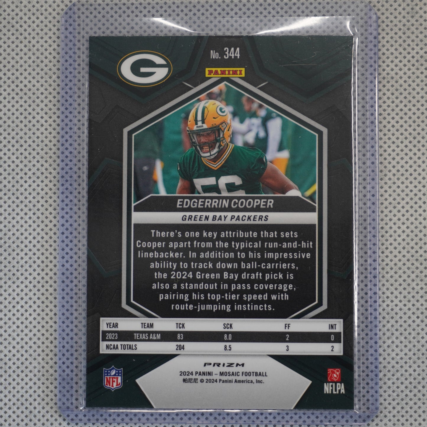 2024 Panini Mosaic #344 Edgerrin Cooper Mosaic Camo Pink Green Bay Packers