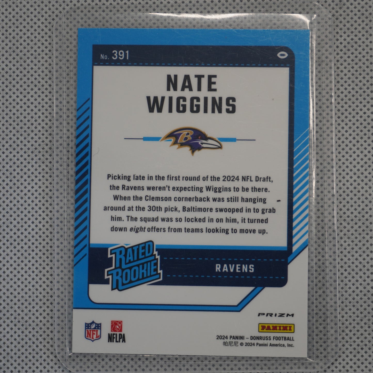2024 Donruss #391 Nate Wiggins Optic Rated Rookies Preview Red Wave Baltimore Ravens RC