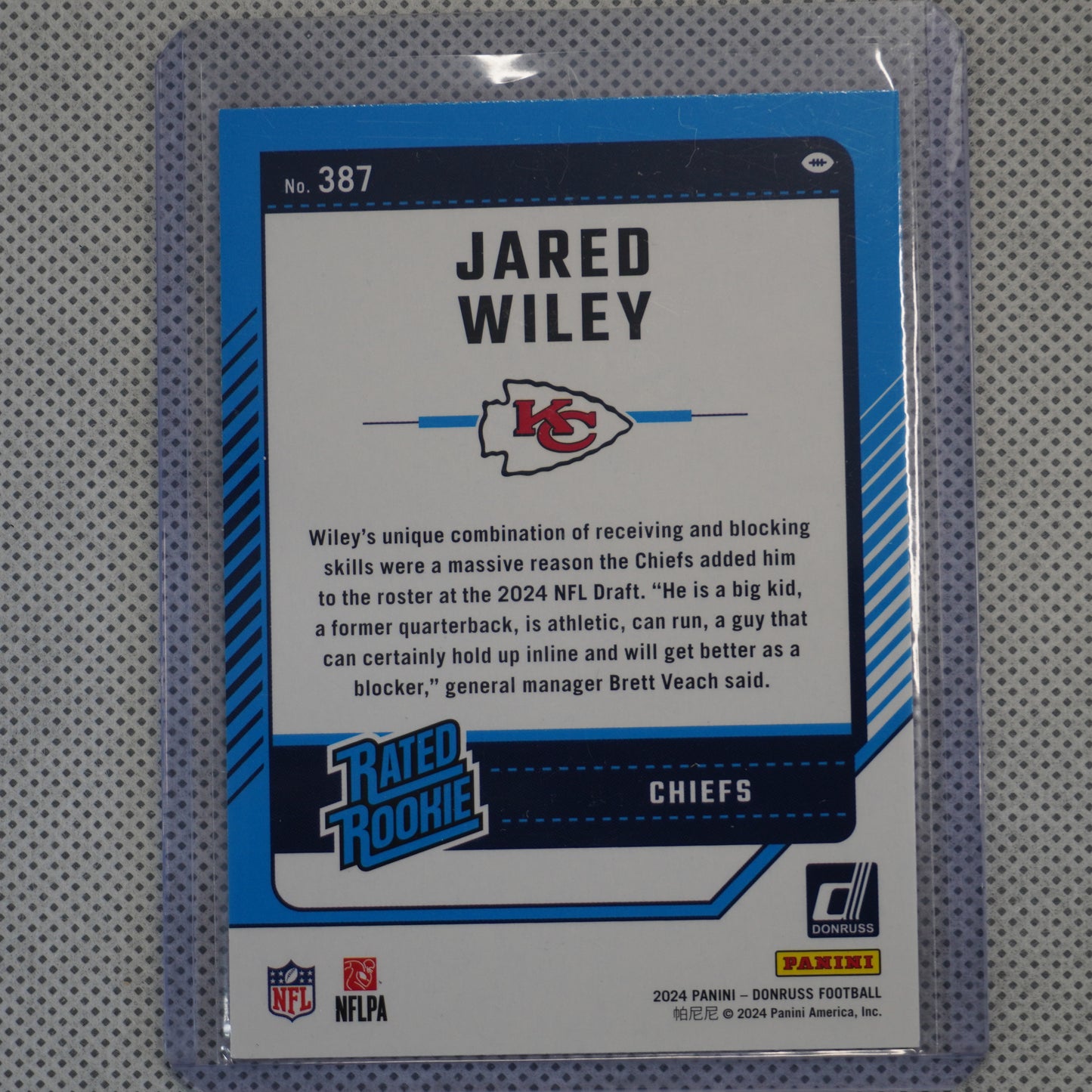 2024 Donruss #387 Jared Wiley Press Proof Red Kansas City Chiefs RC