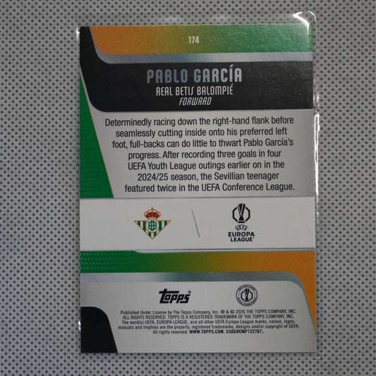 2025-26 Topps UEFA Club Competitions - Raindrops #174 Pablo García Carnaval Betis RC