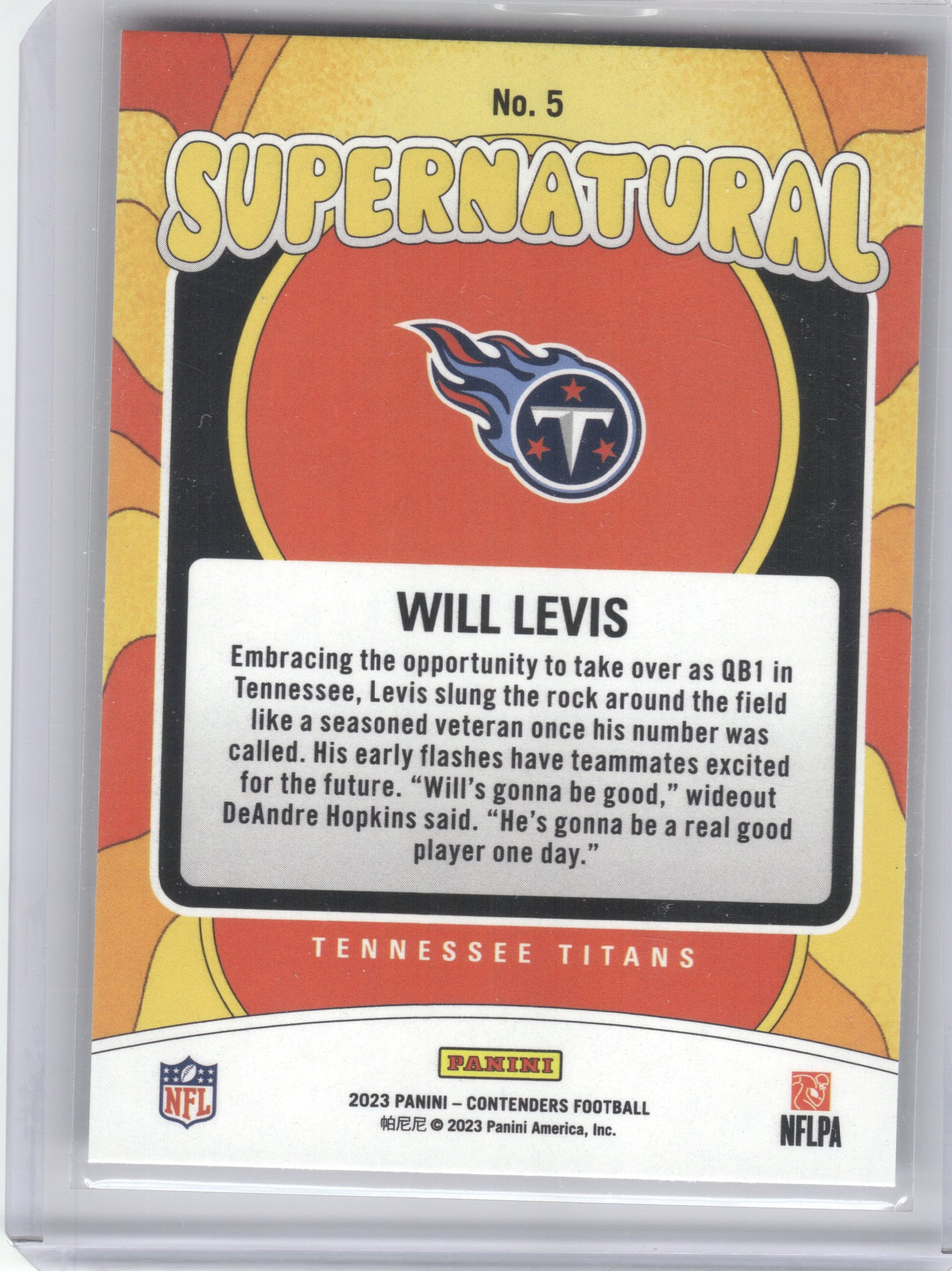 2023 Panini Contenders #5 Will Levis Supernatural Silver Tennessee Titans