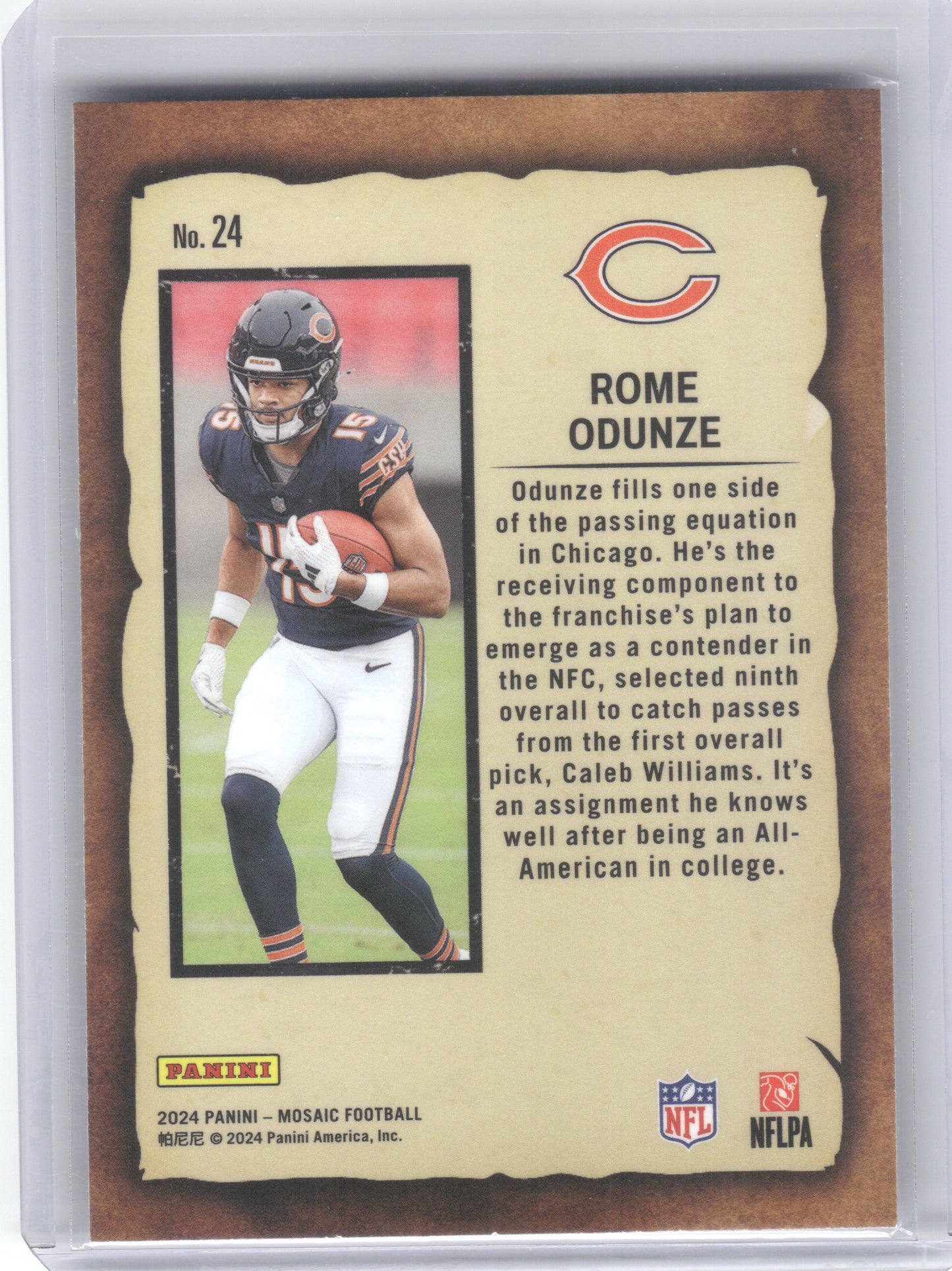 2024 Panini Mosaic #24 Rome Odunze Notoriety Chicago Bears