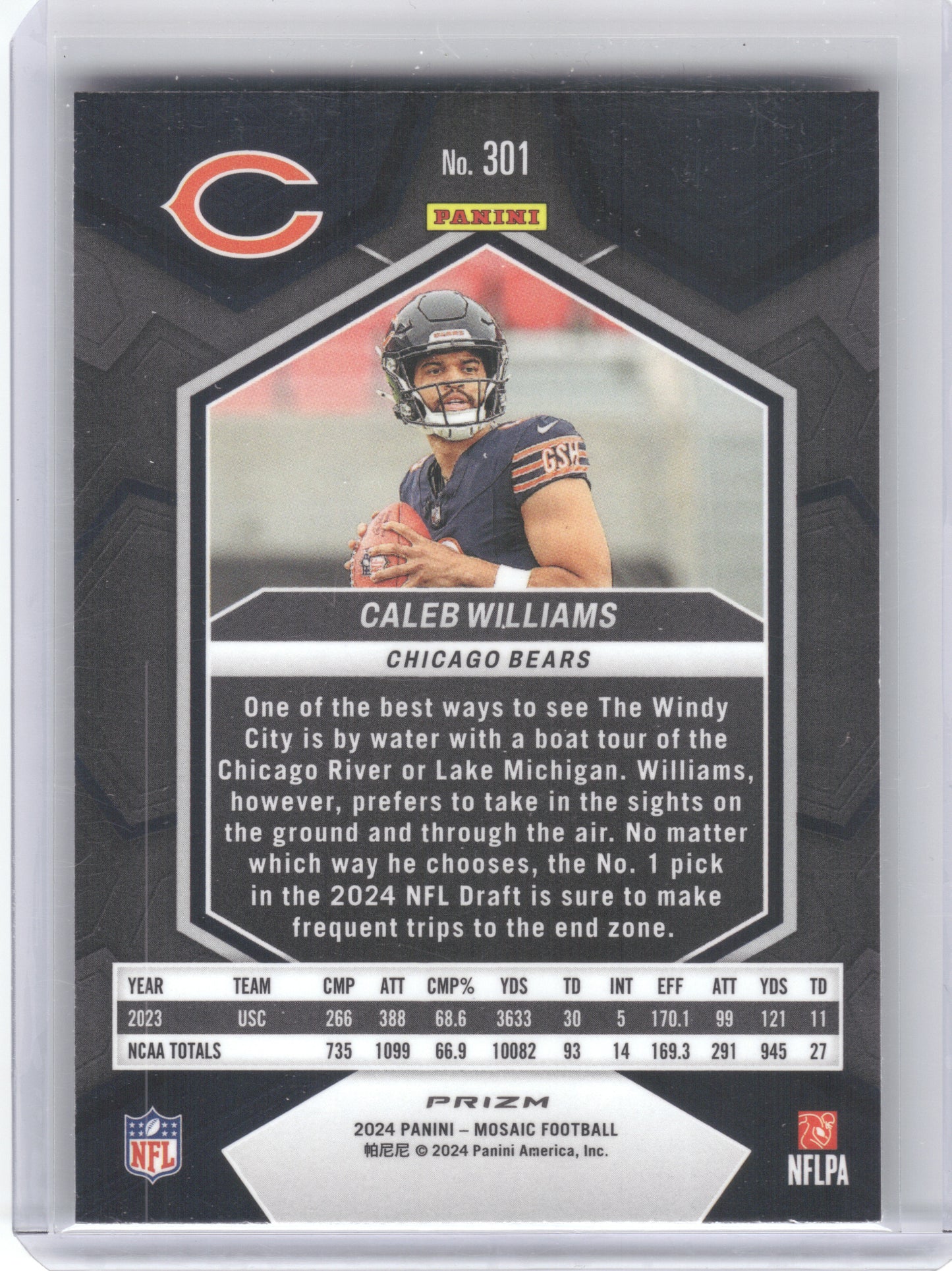 2024 Panini Mosaic #301 Caleb Williams Mosaic Green Chicago Bears