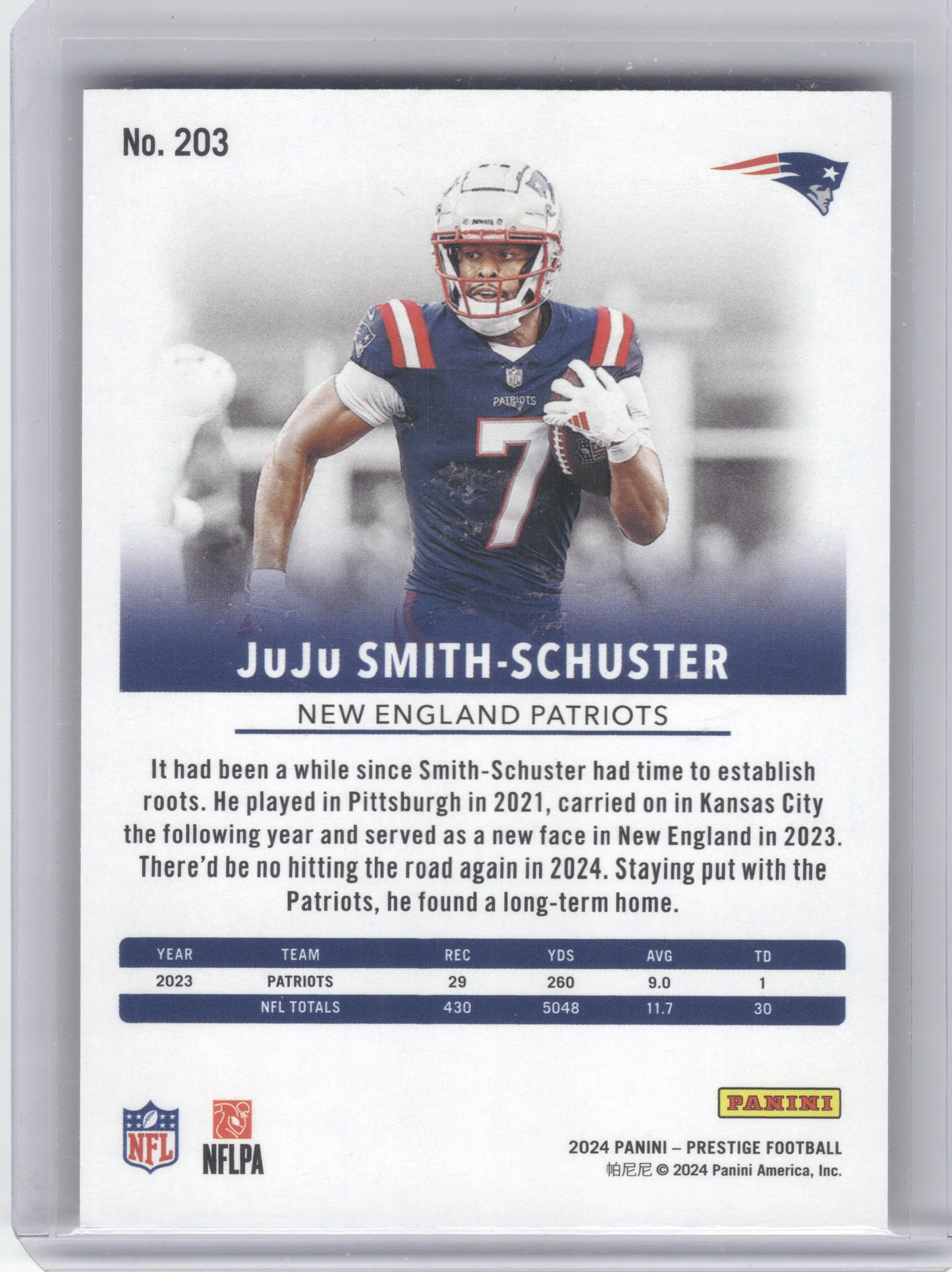 2024 Panini Prestige #203 JuJu Smith-Schuster Red Xtra Points #/999 New England Patriots SN