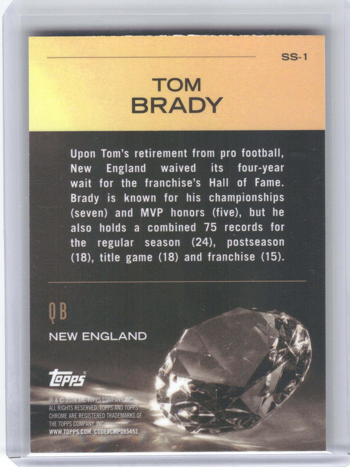 2024 Topps Chrome #SS-1 Tom Brady Sunday Swag New England Patriots
