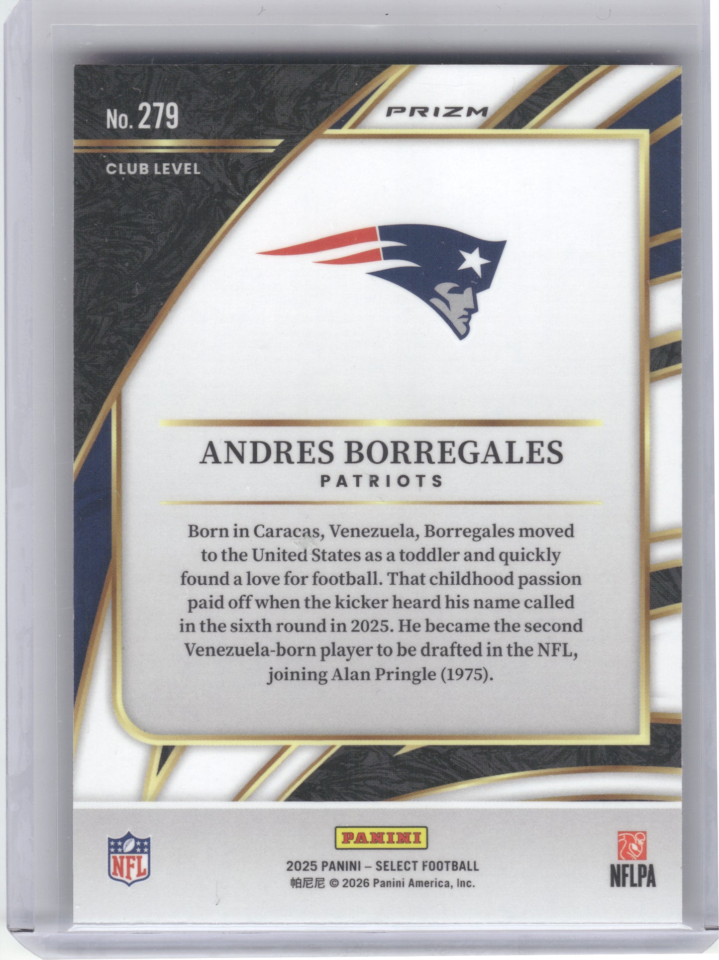 2025 Panini Select #279 Andres Borregales Pink Prizm Shock New England Patriots