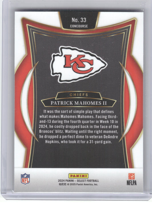 2024 Panini Select #33 Patrick Mahomes II Kansas City Chiefs