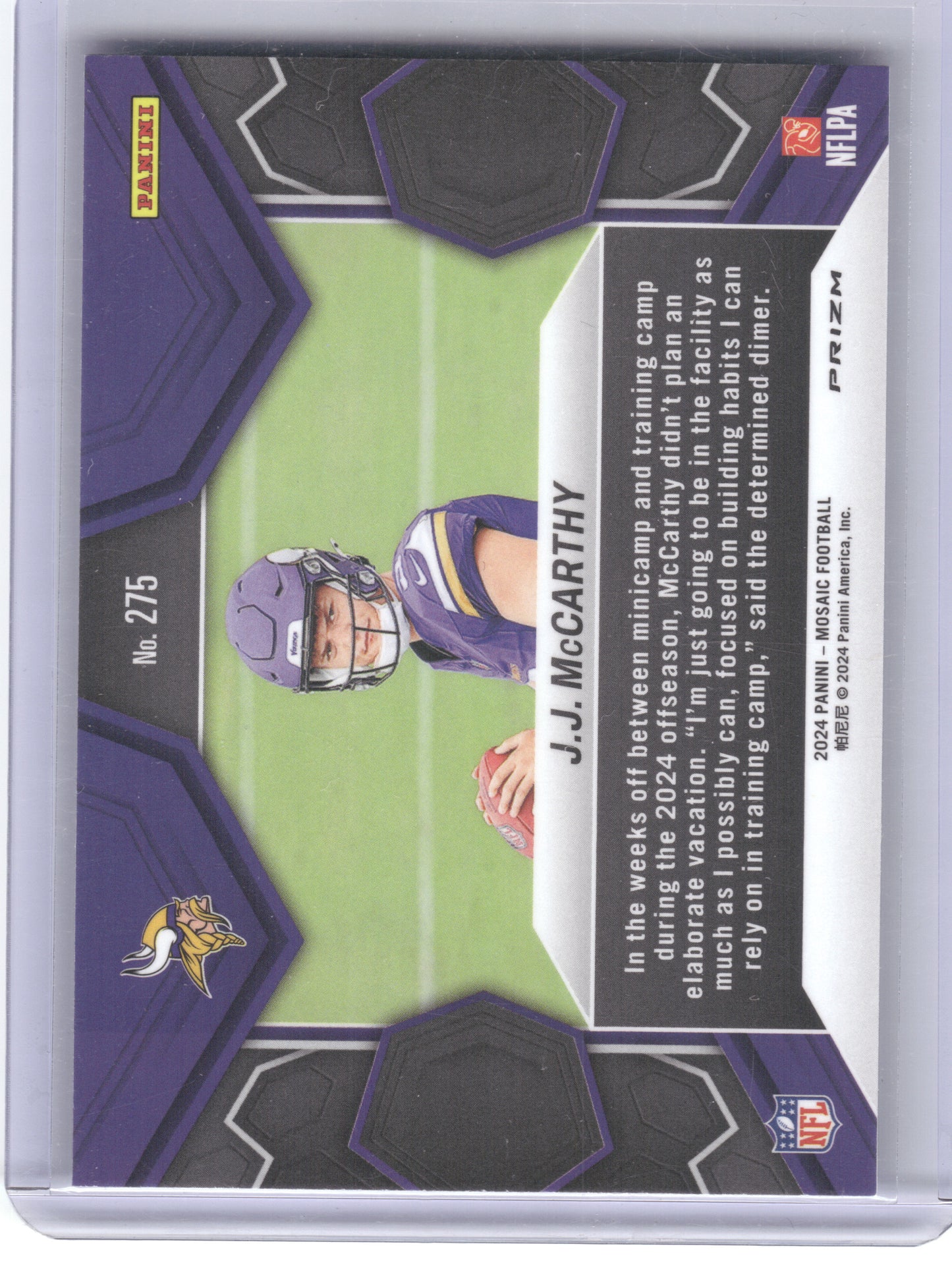 2024 Panini Mosaic #275 J.J. McCarthy Mosaic Reactive Blue Minnesota Vikings