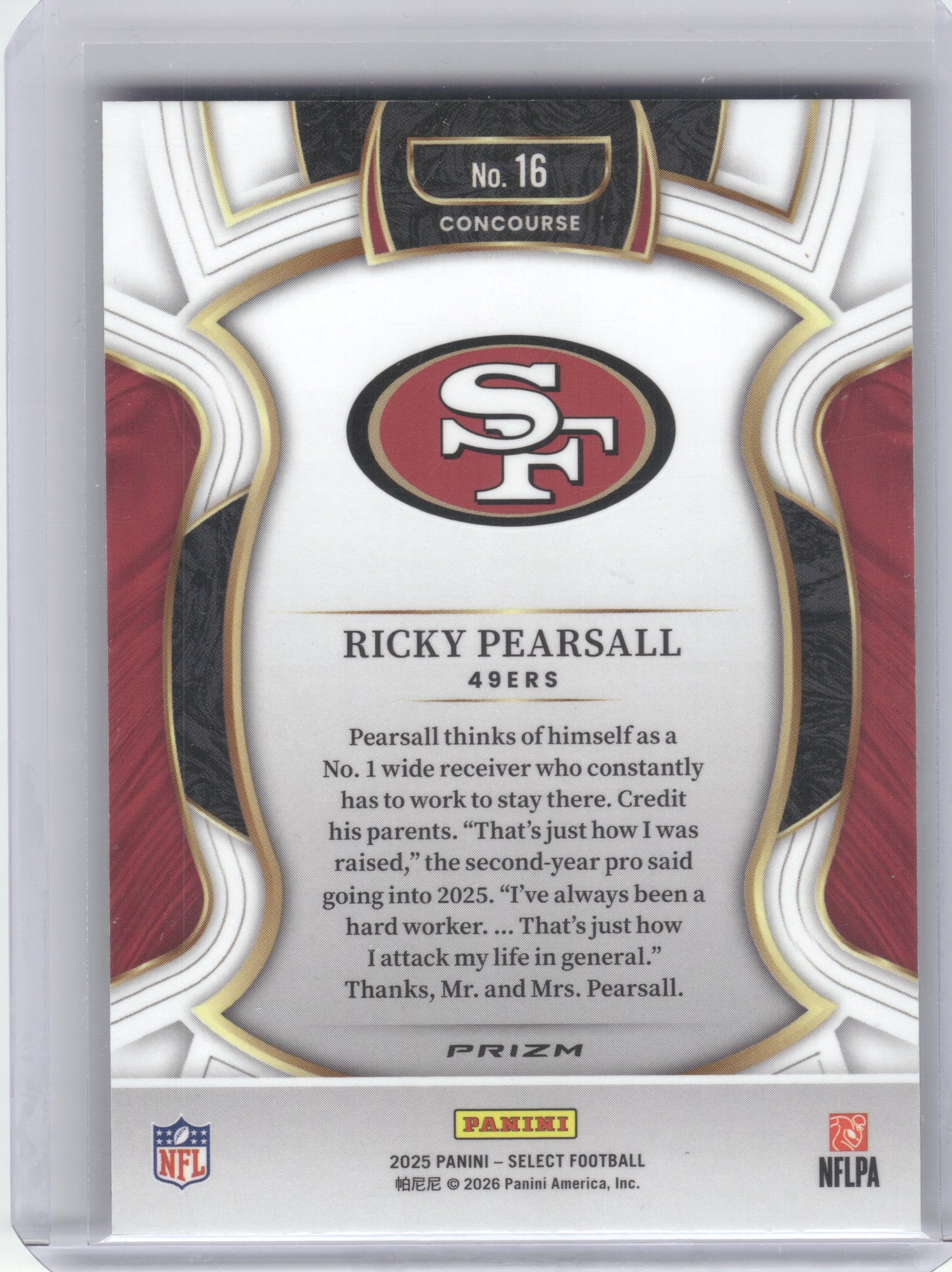 2025 Panini Select #16 Ricky Pearsall Pink Prizm Shock San Francisco 49ers