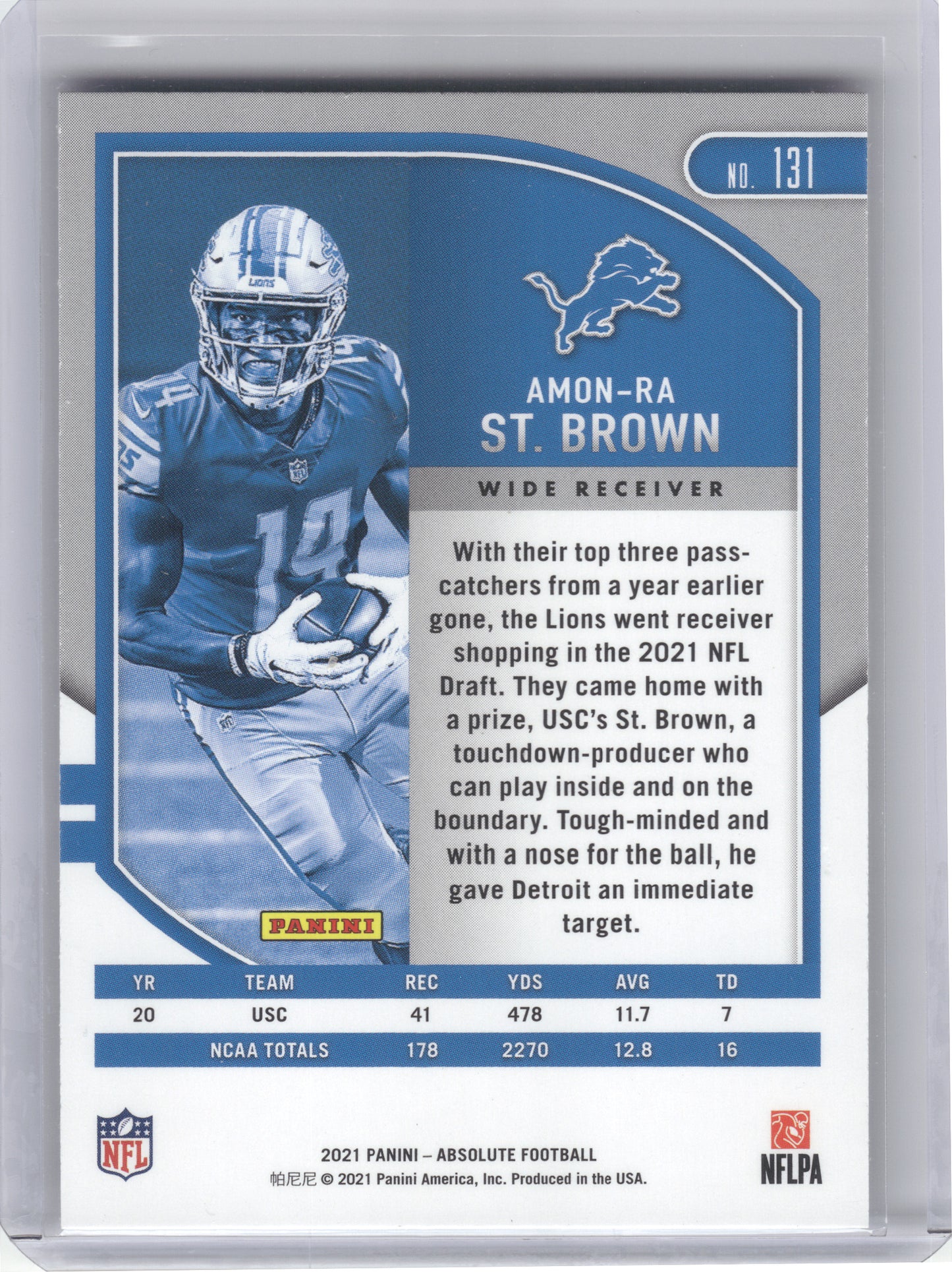 2021 Panini Absolute #131 Amon-Ra St. Brown Green Detroit Lions