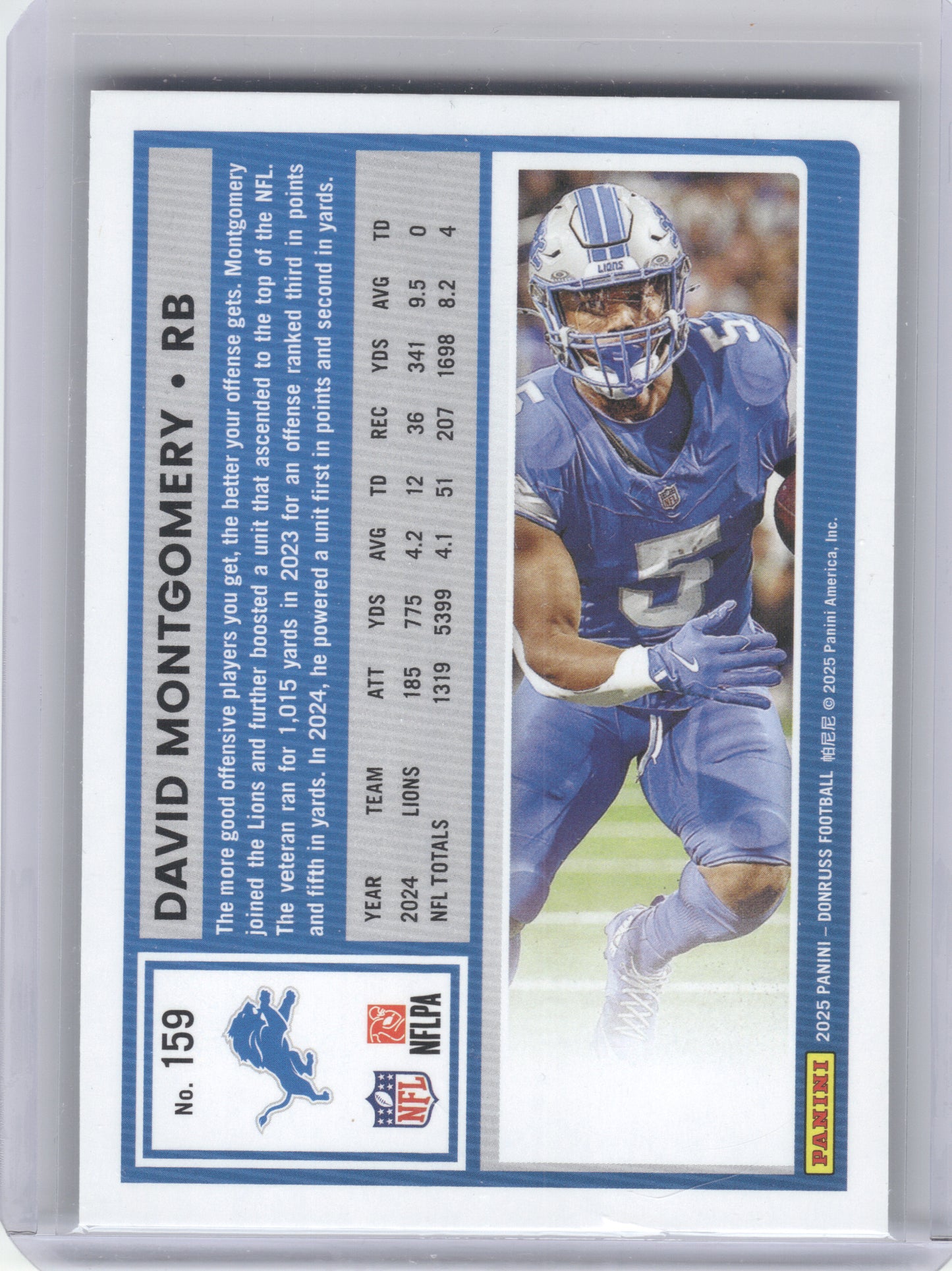 2025 Donruss #159 David Montgomery Press Proofs Green Detroit Lions