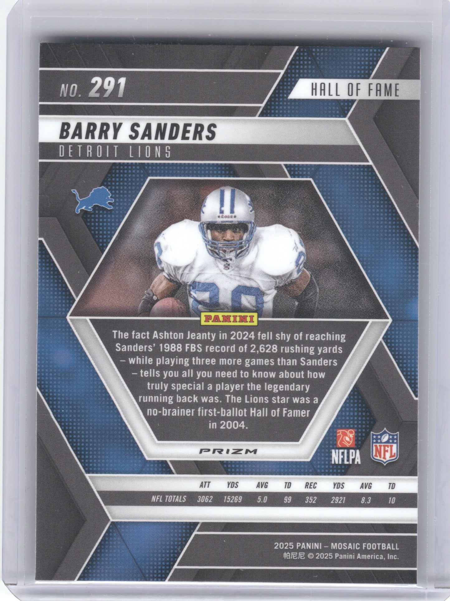 2025 Panini Mosaic #291 Barry Sanders Mosaic Green Detroit Lions