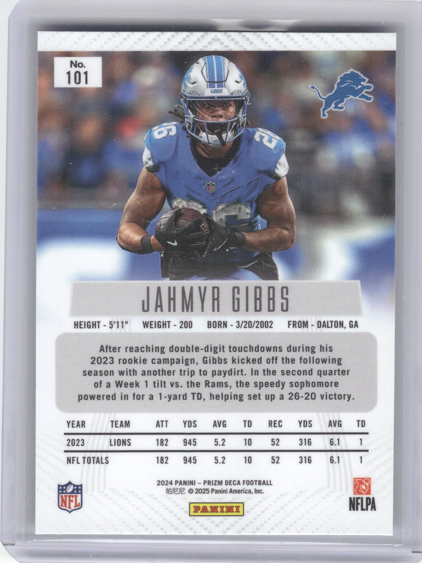 2024 Panini Prizm Deca #101 Jahmyr Gibbs Detroit Lions