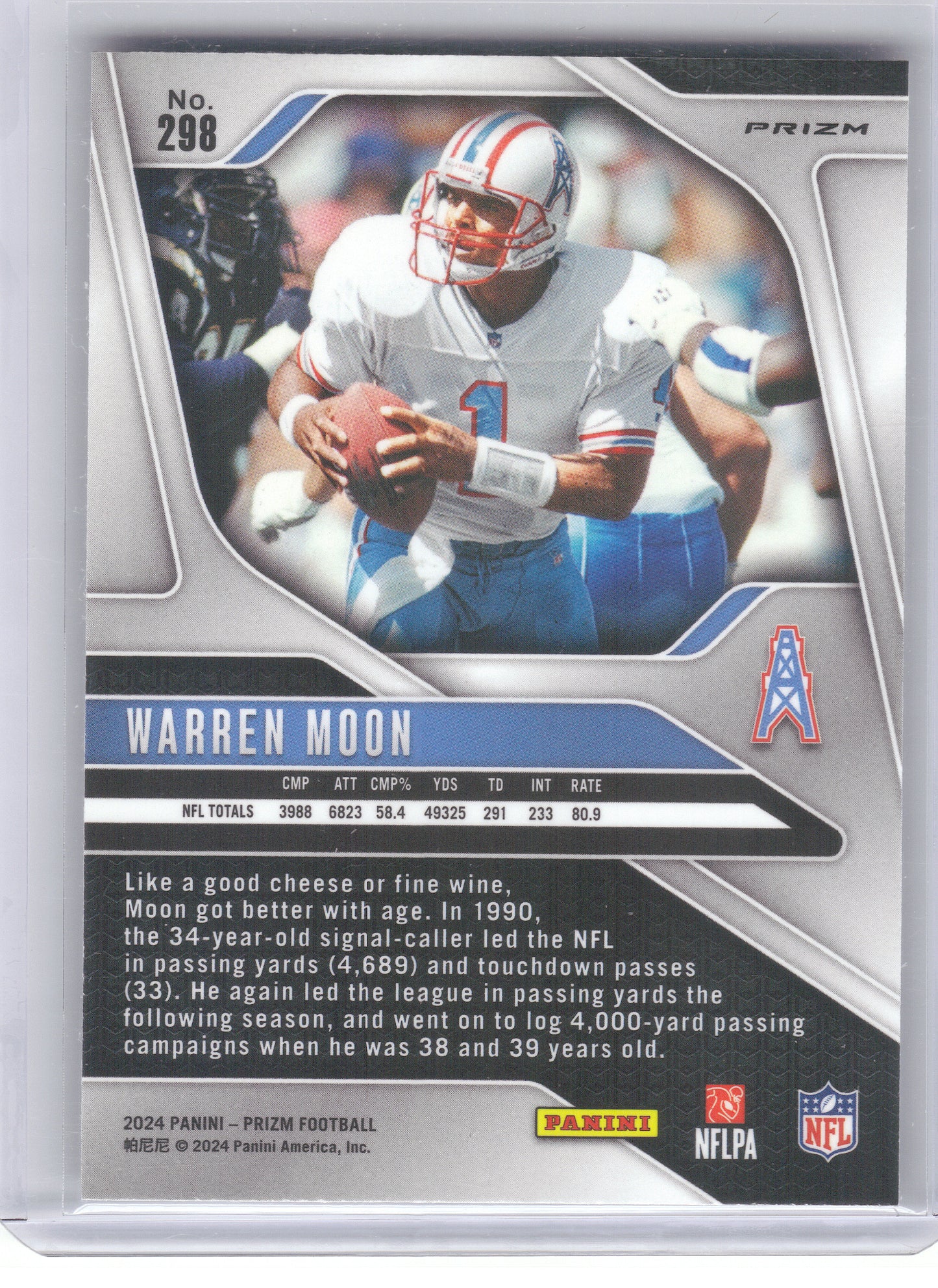 2024 Panini Prizm #298 Warren Moon Black and White Checker Houston Oilers