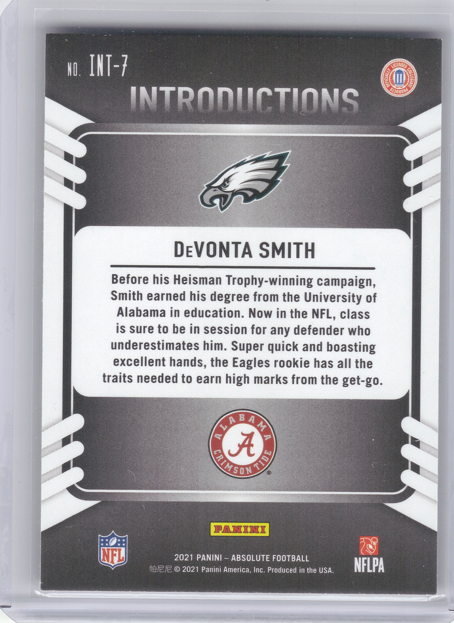 2021 Panini Absolute #INT-7 DeVonta Smith Introductions