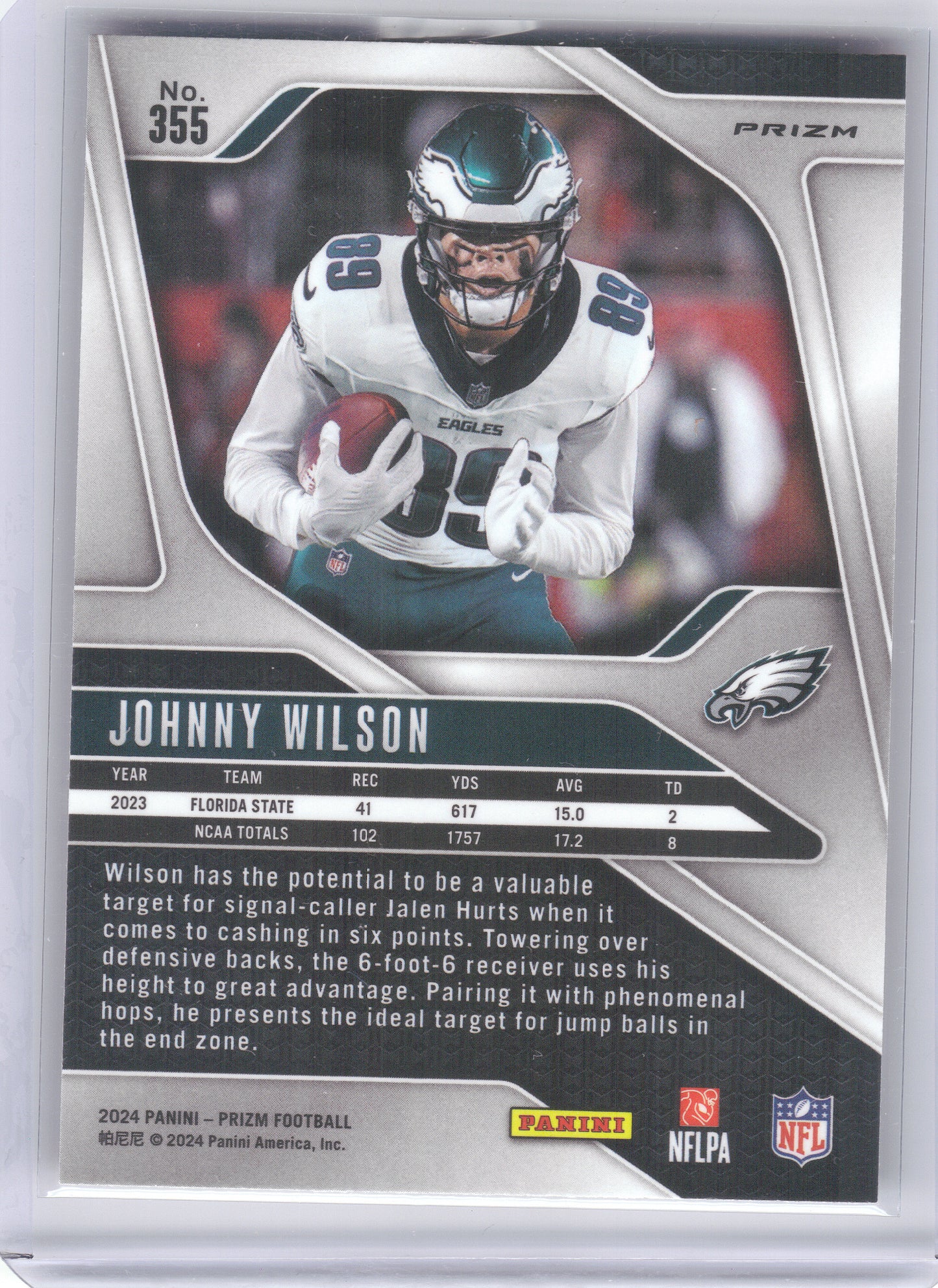 2024 Panini Prizm #355 Johnny Wilson Orange Disco Prizm Philadelphia Eagles RC
