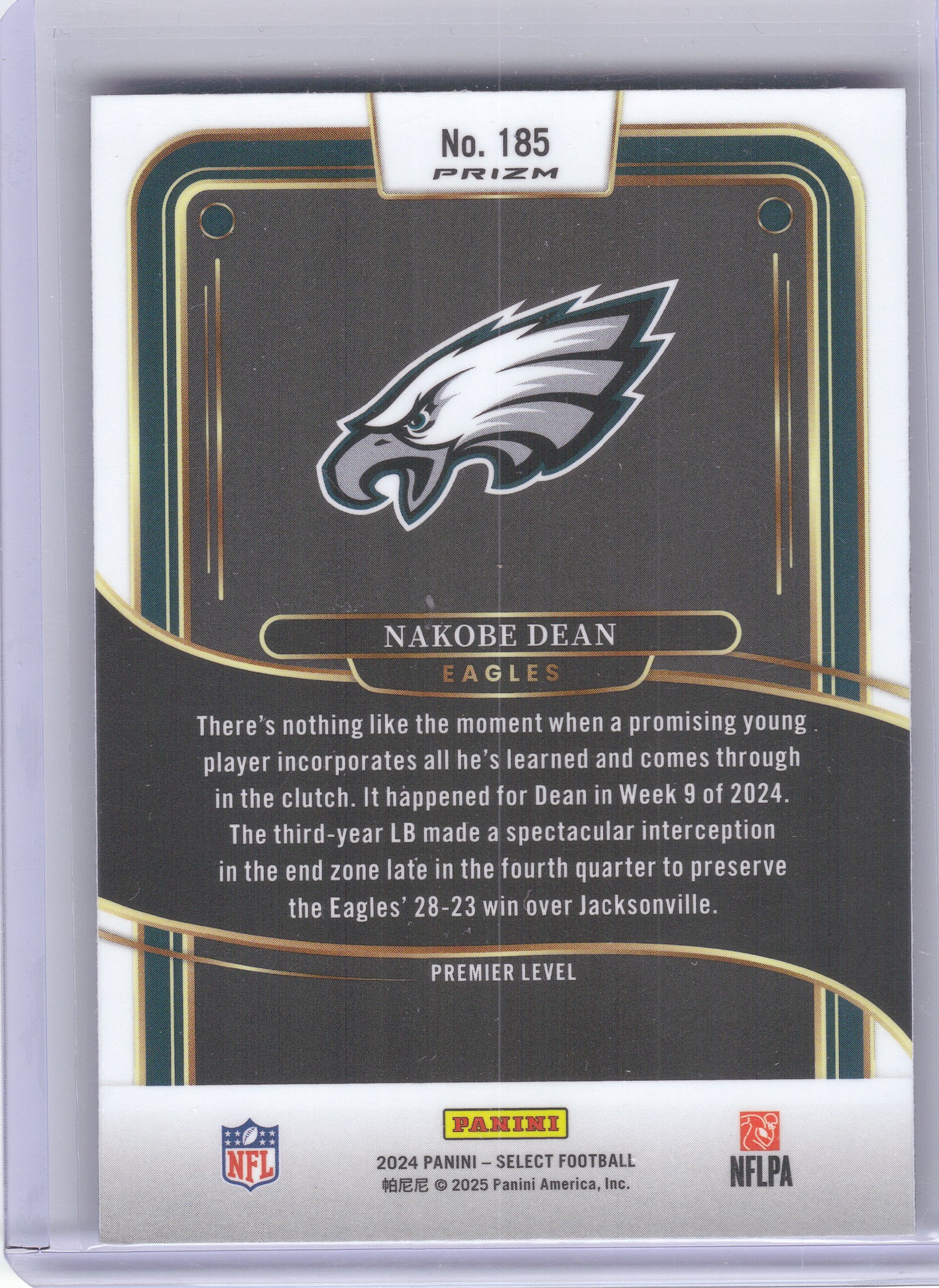 2024 Panini Select #185 Nakobe Dean Red & Blue Prizm Shock Philadelphia Eagles