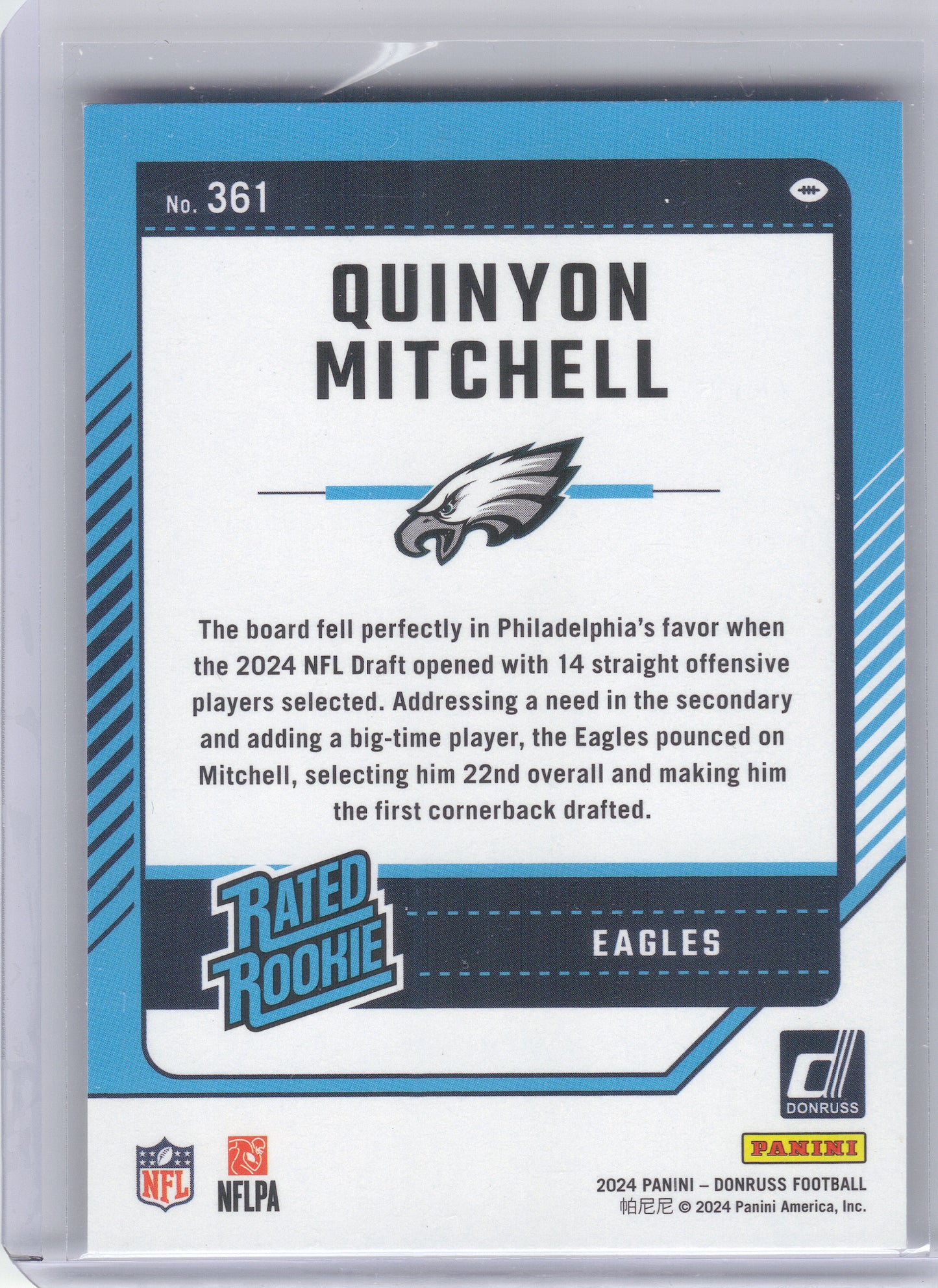 2024 Donruss #361 Quinyon Mitchell Philadelphia Eagles RC