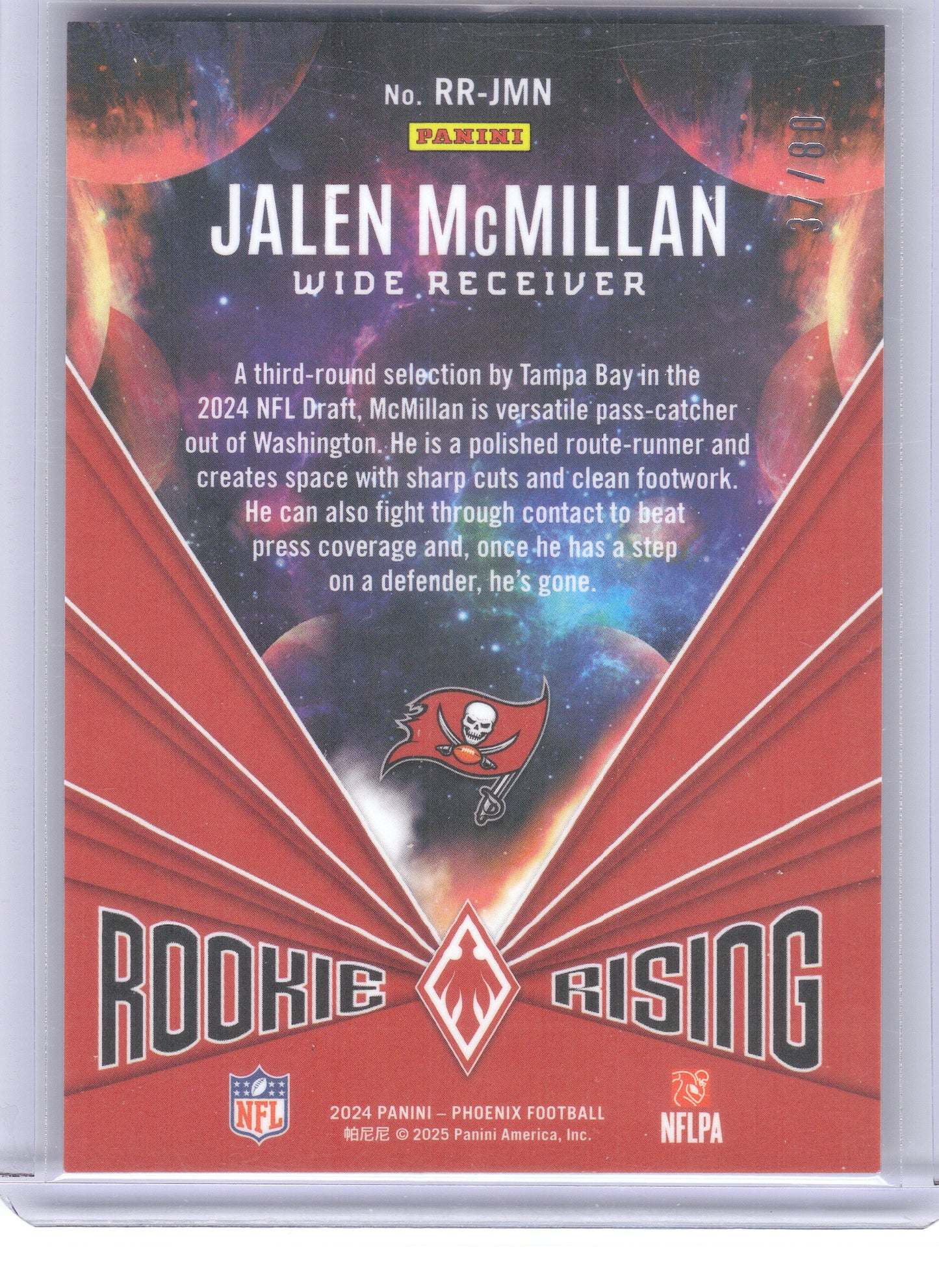 2024 Panini Phoenix #RR-JMN Jalen McMillan Rookie Rising Pink #/80 Tampa Bay Buccaneers SN