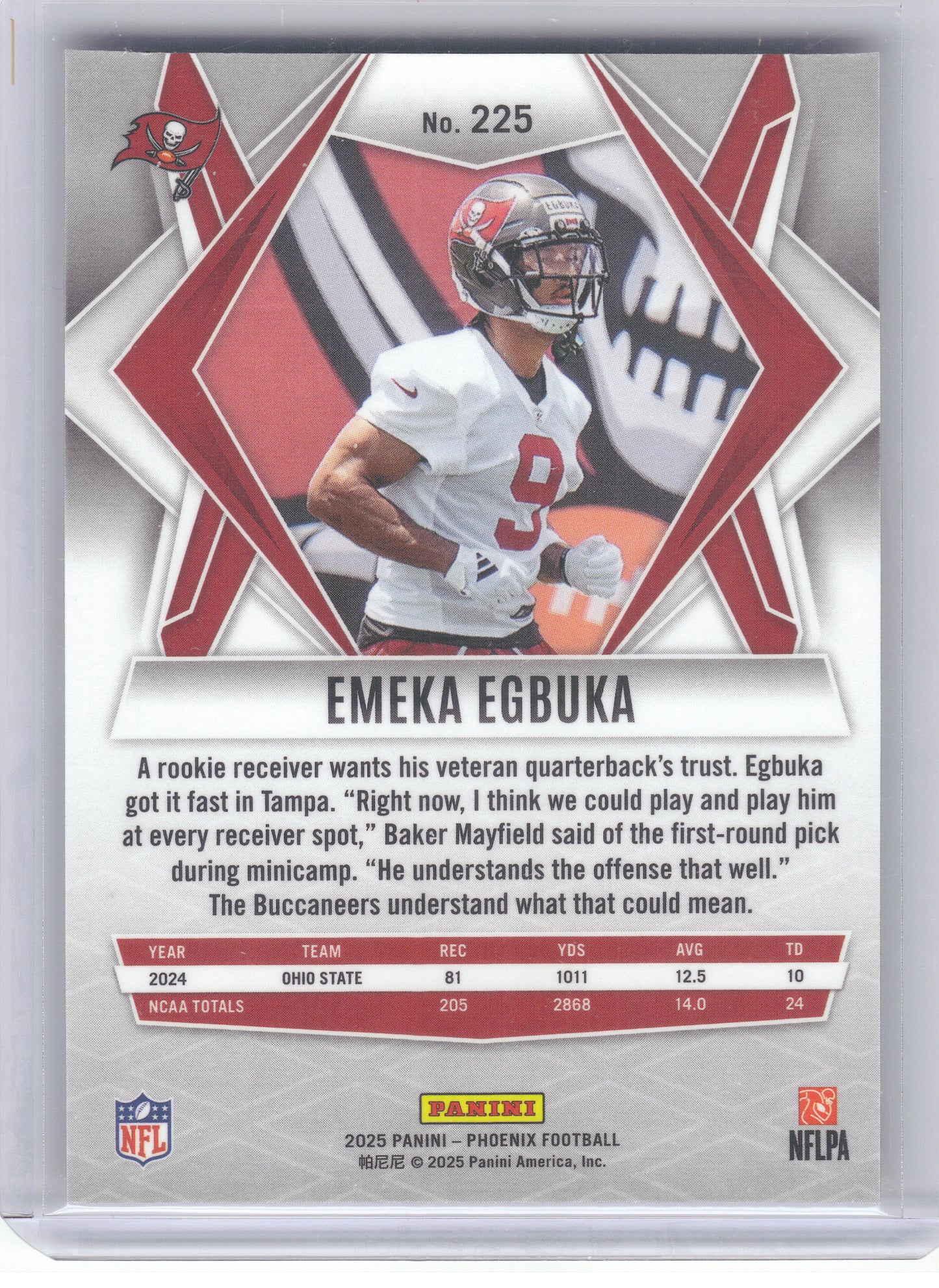 2025 Panini Phoenix #225 Emeka Egbuka Tampa Bay Buccaneers RC