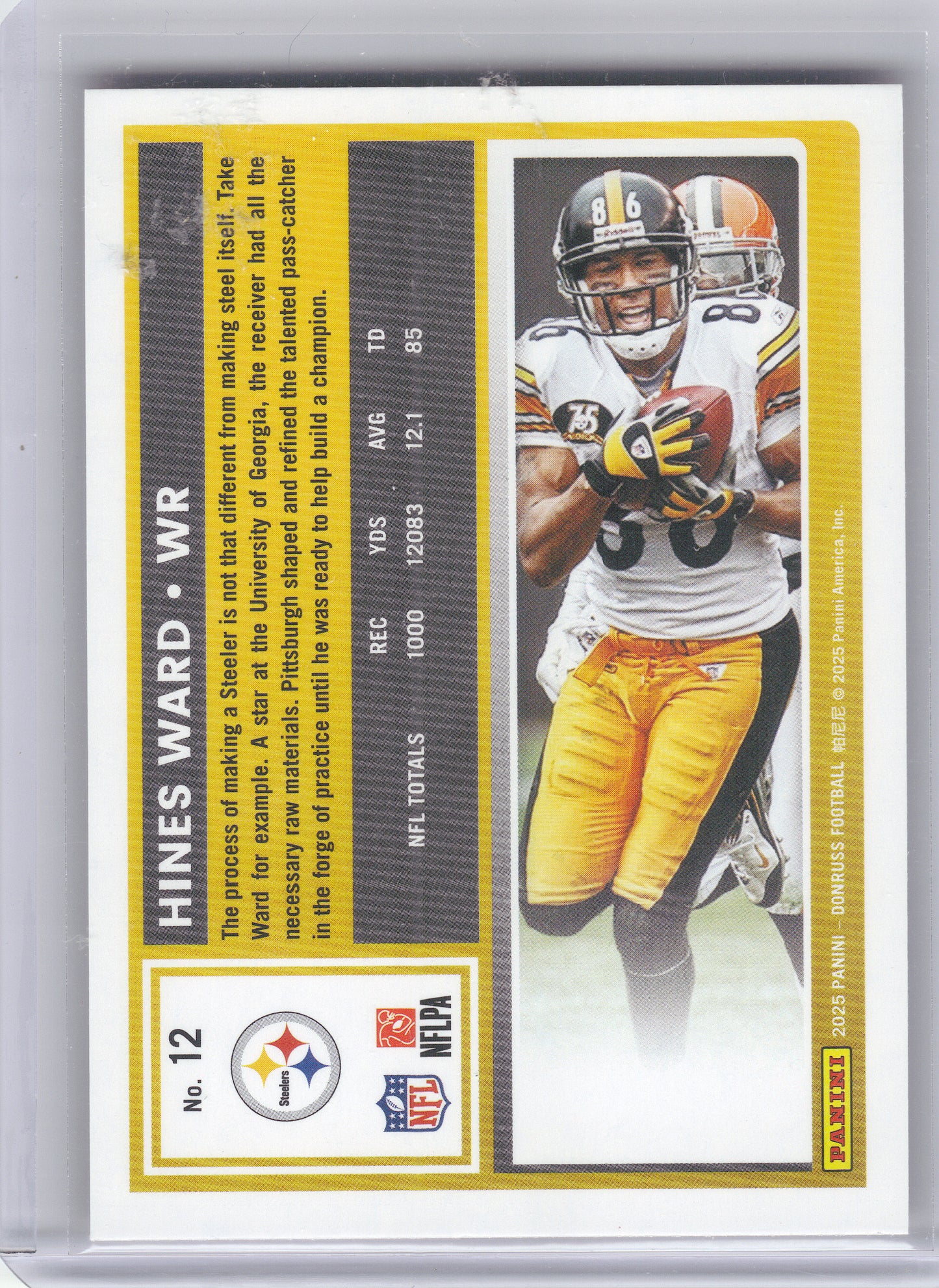 2025 Donruss #12 Hines Ward Press Proofs Red Pittsburgh Steelers