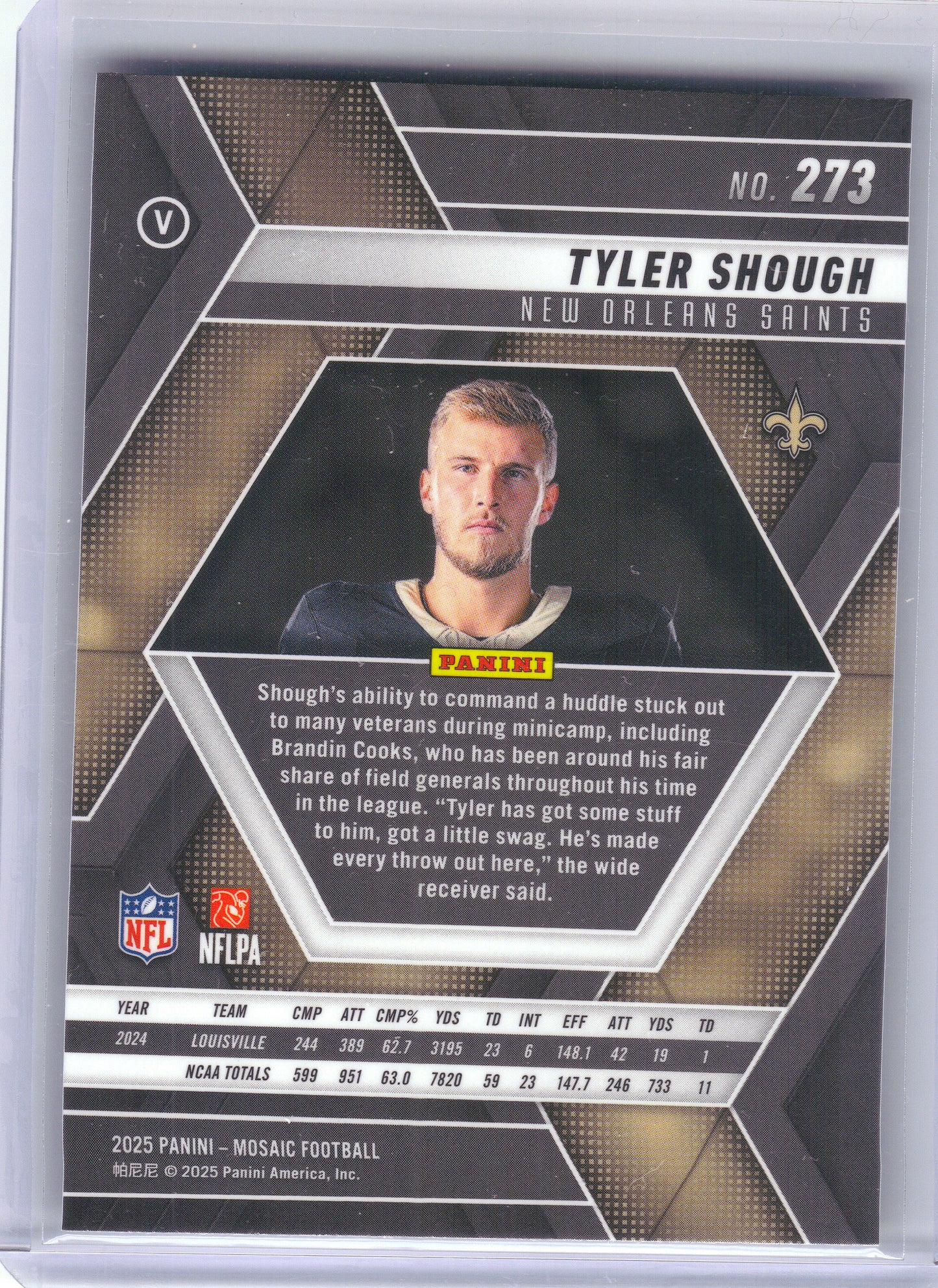 2025 Panini Mosaic #273 Tyler Shough New Orleans Saints RC