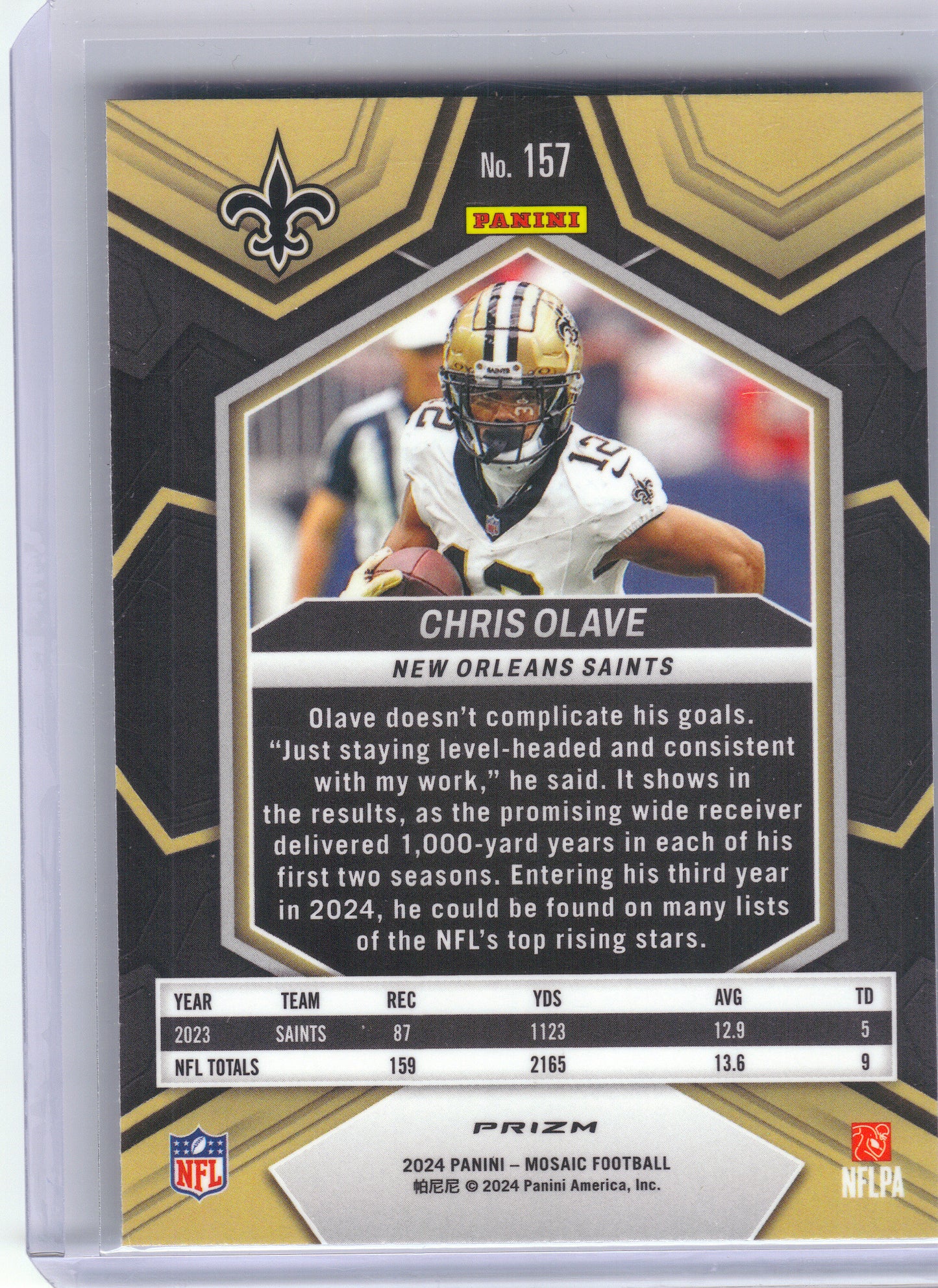 2024 Panini Mosaic #157 Chris Olave Mosaic Green New Orleans Saints