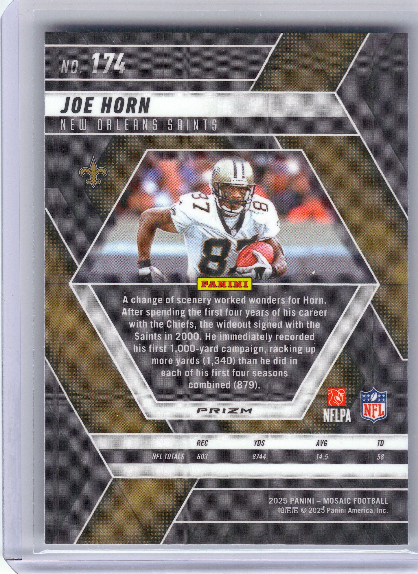 2025 Panini Mosaic #174 Joe Horn Mosaic Green New Orleans Saints