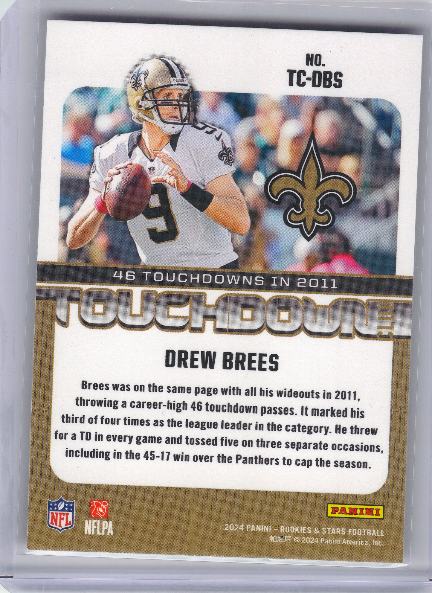 2024 Panini Rookies & Stars #TC-DBS Drew Brees Touchdown Club New Orleans Saints