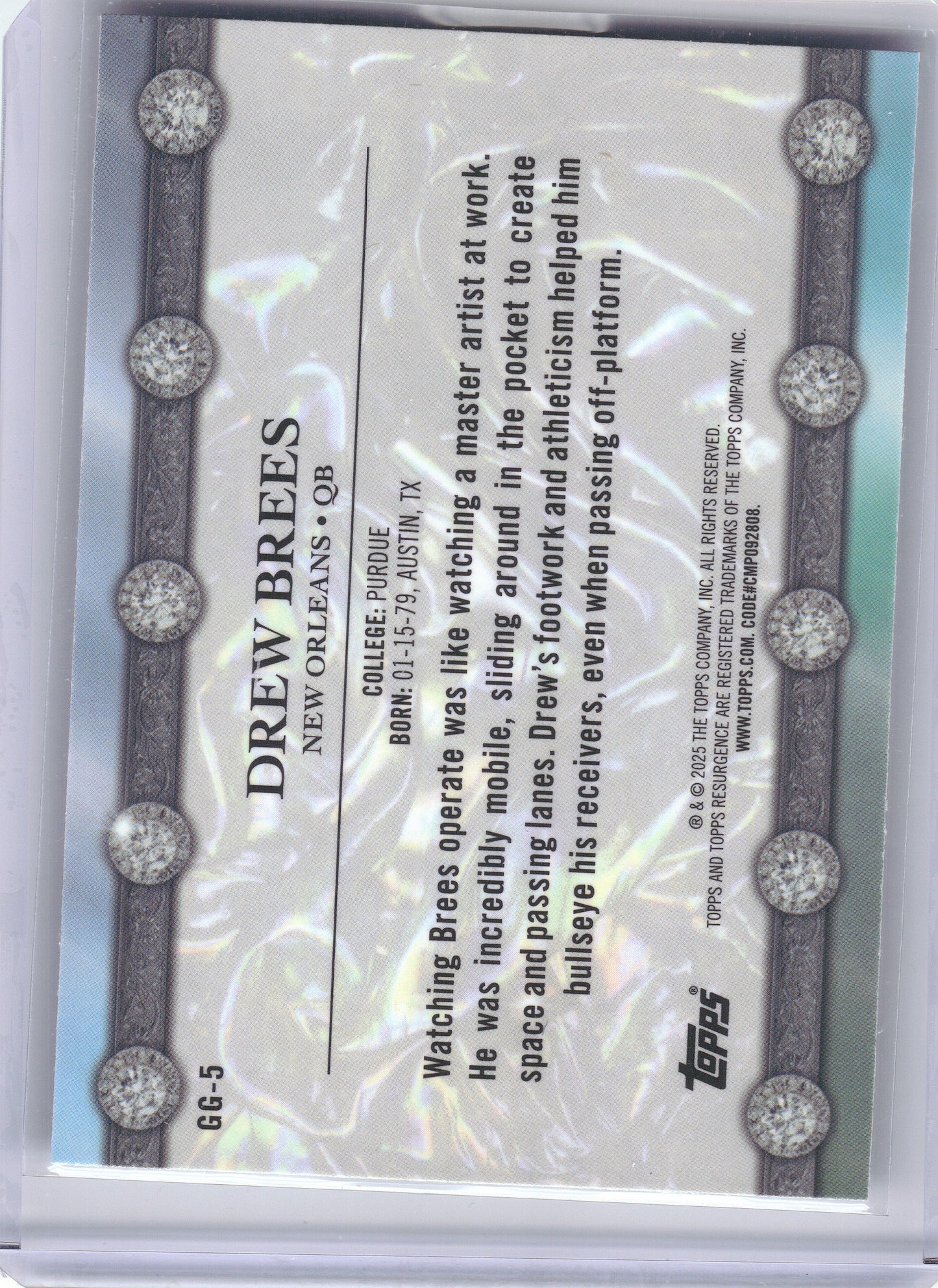 2024 Topps Resurgence #GG-5 Drew Brees Glimmer and Gleam New Orleans Saints