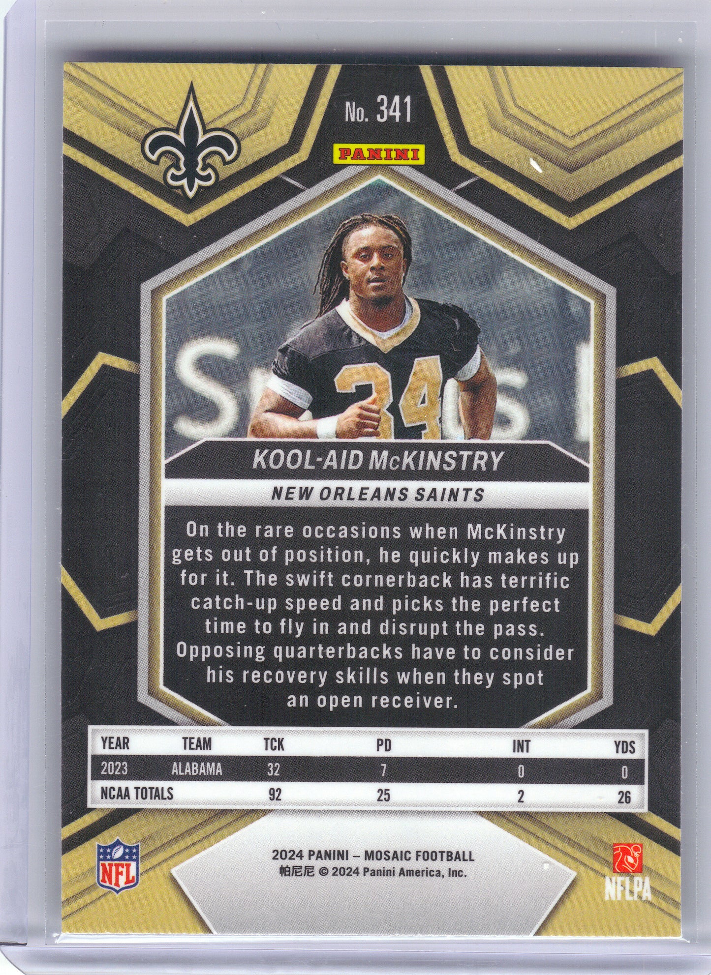 2024 Panini Mosaic #341 Kool-Aid McKinstry New Orleans Saints RC