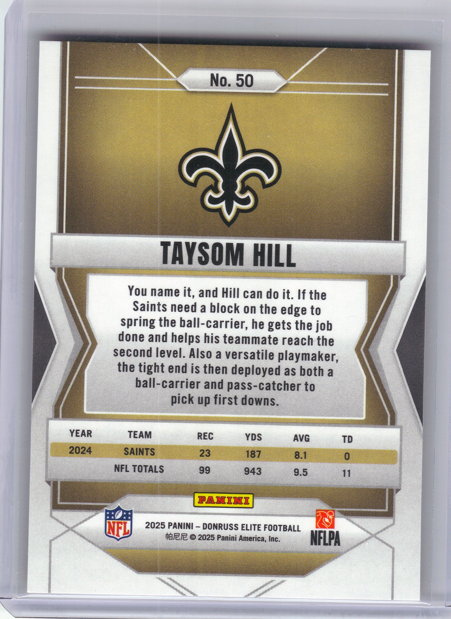 2025 Donruss Elite #50 Taysom Hill Orange #/199 New Orleans Saints SN