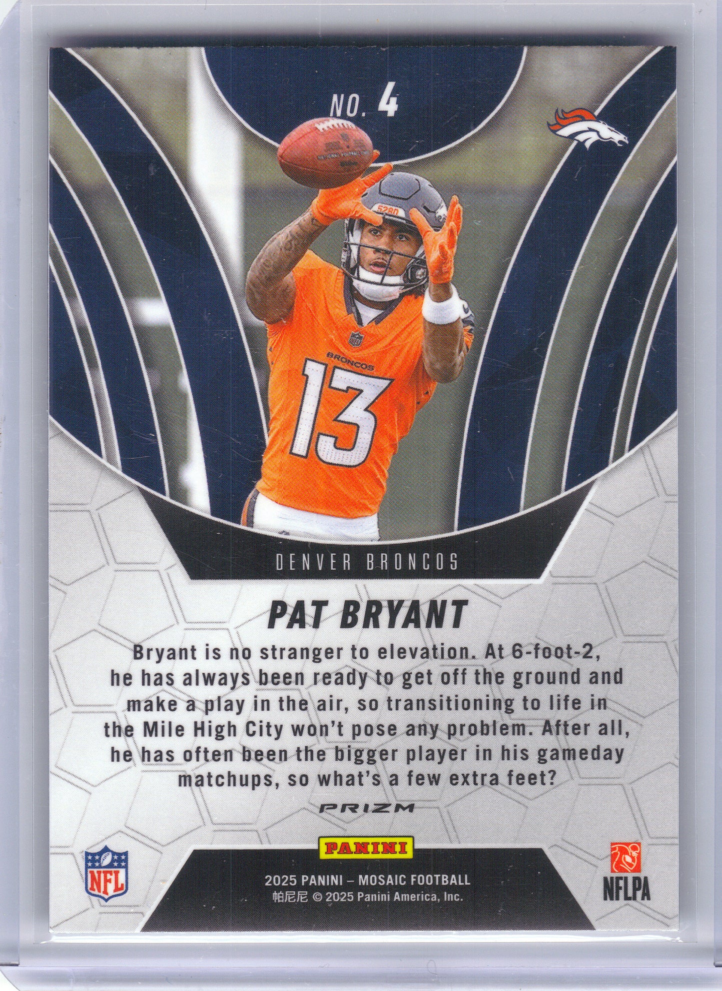 2025 Panini Mosaic #4 Pat Bryant Elevate Mosaic Green Denver Broncos