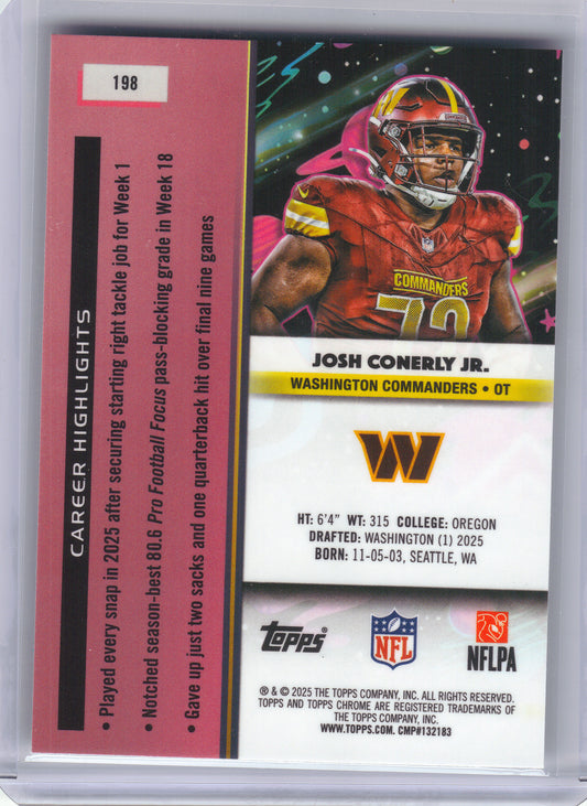 2025 Topps Chrome Cosmic #198 Josh Conerly Jr. Washington Commanders RC
