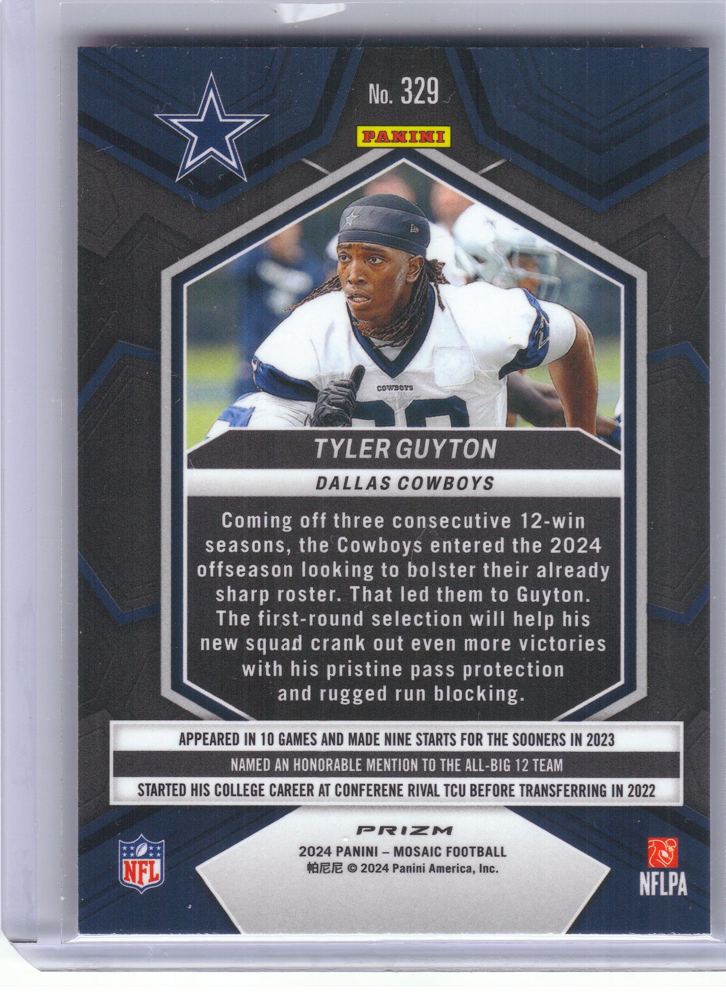 2024 Panini Mosaic #329 Tyler Guyton Mosaic Camo Pink Dallas Cowboys