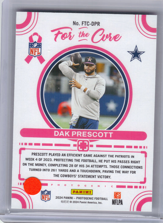 2024 Panini Photogenic #FTC-DPR Dak Prescott For the Cure Dallas Cowboys