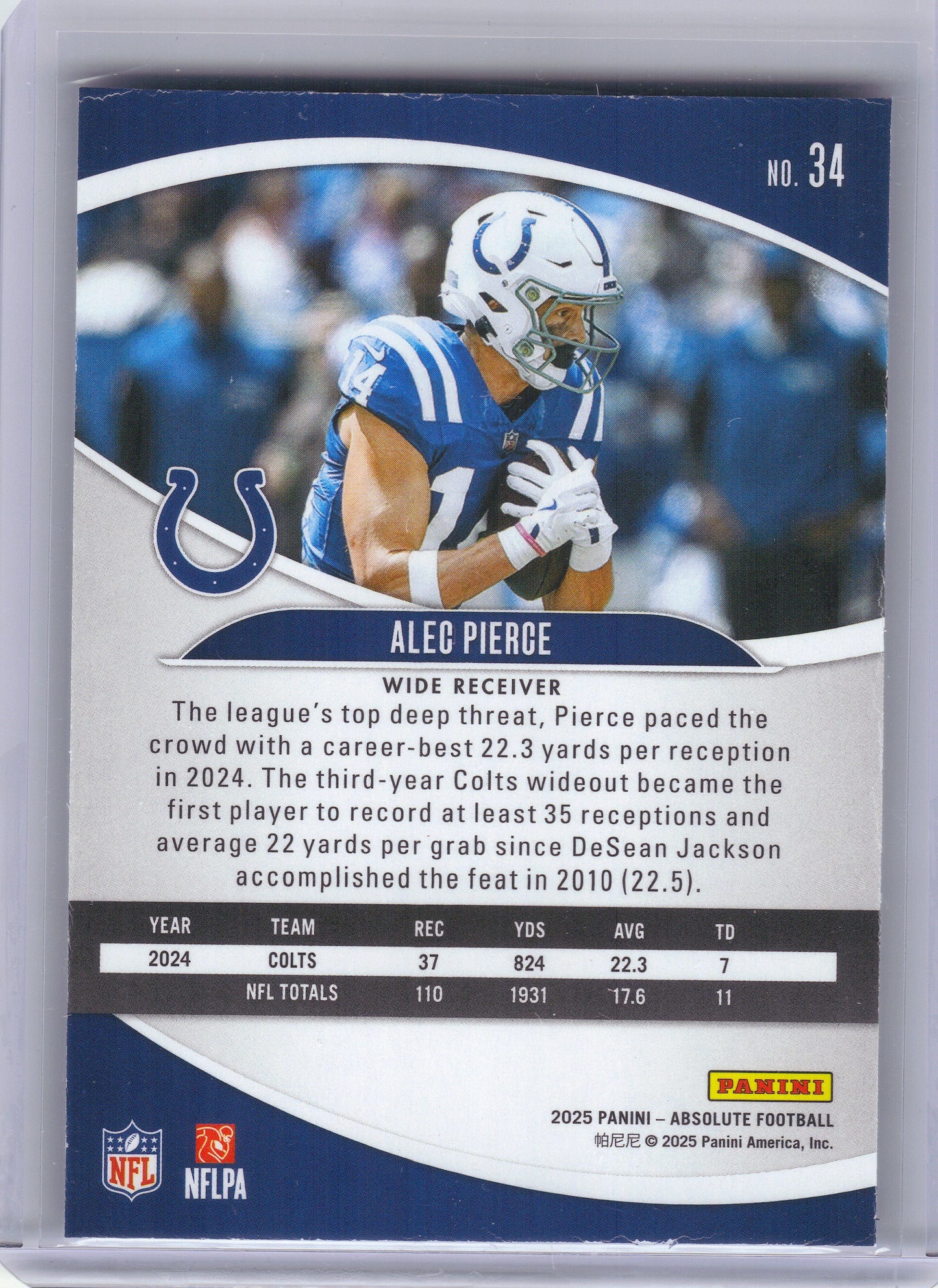 2025 Panini Absolute #34 Alec Pierce Retail Indianapolis Colts