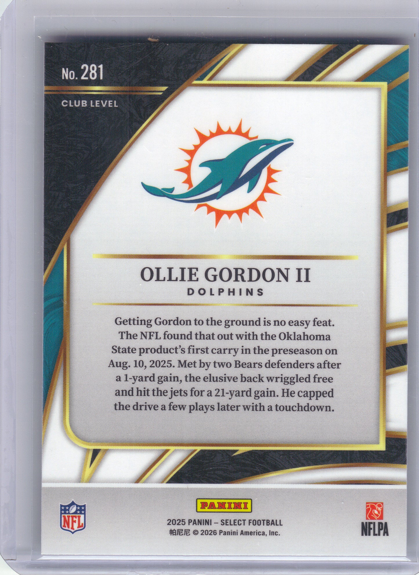 2025 Panini Select #281 Ollie Gordon II Miami Dolphins