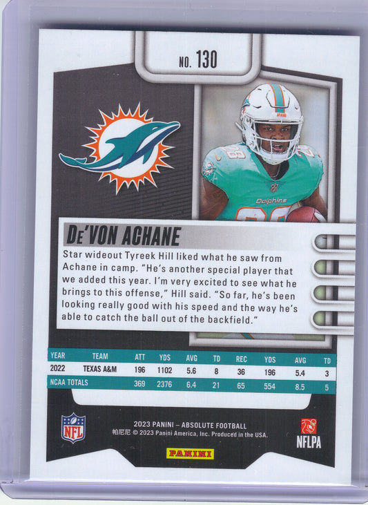 2023 Panini Absolute #130 De'Von Achane Retail Miami Dolphins RC