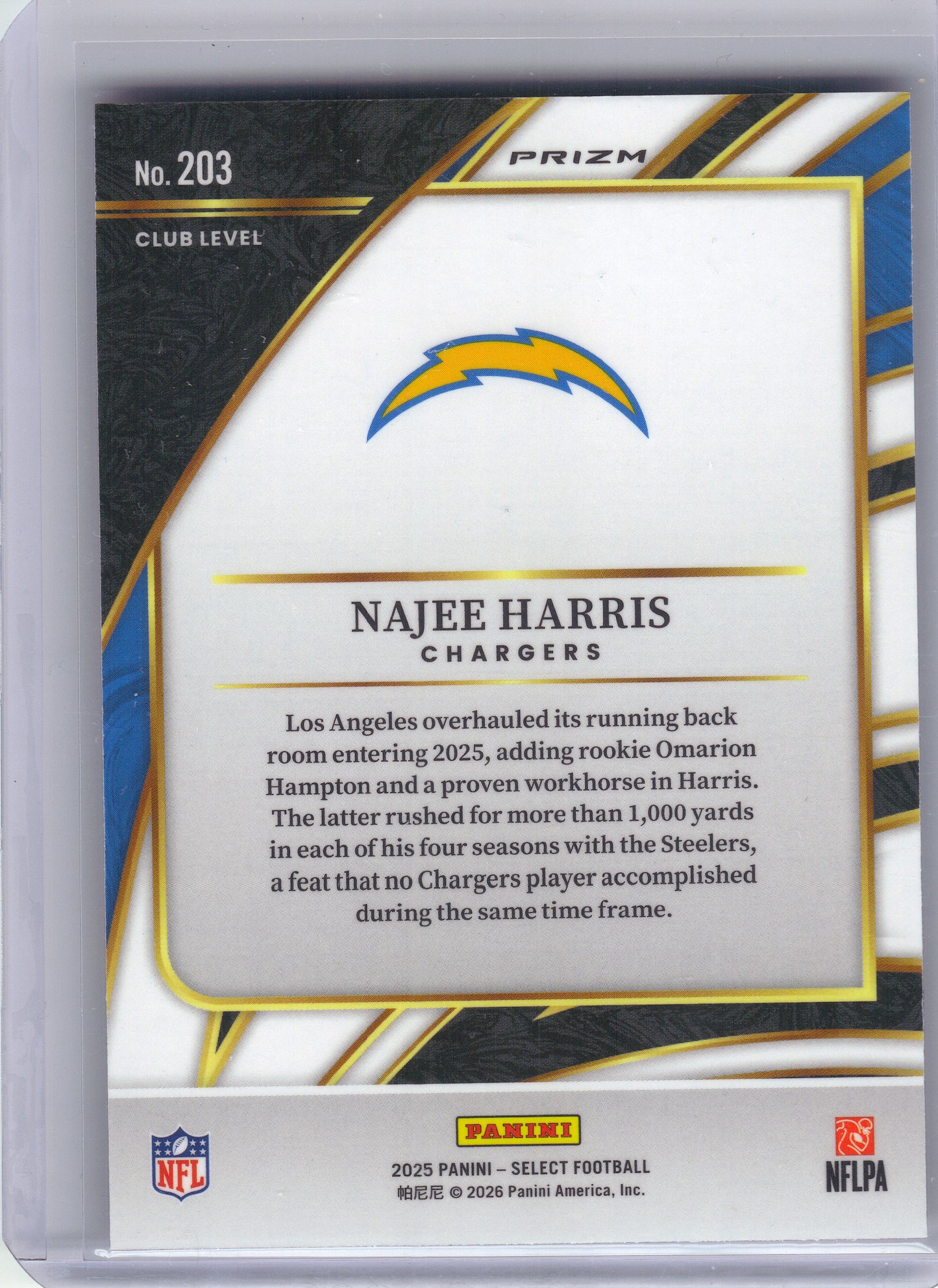 2025 Panini Select #203 Najee Harris Pink Prizm Shock Los Angeles Chargers