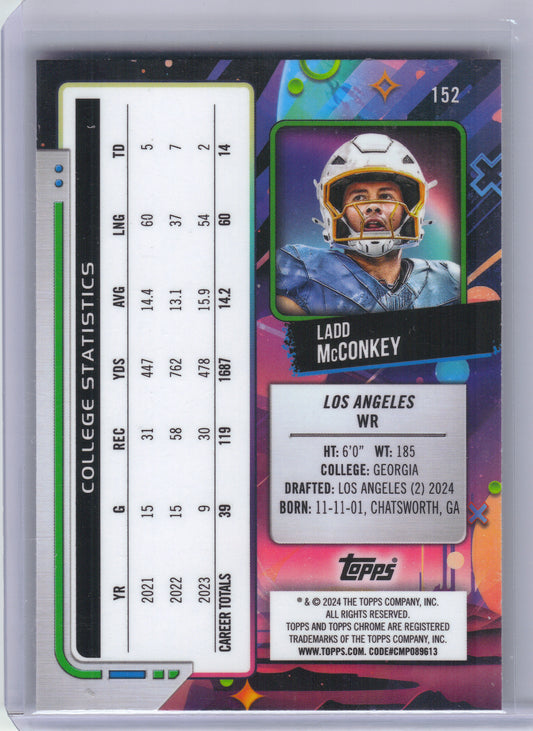 2024 Topps Chrome Cosmic #152 Ladd McConkey White Hole Refractors Los Angeles Chargers