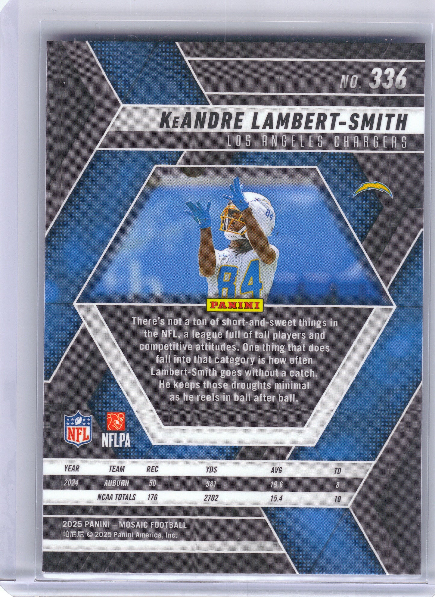 2025 Panini Mosaic #336 KeAndre Lambert-Smith Los Angeles Chargers RC