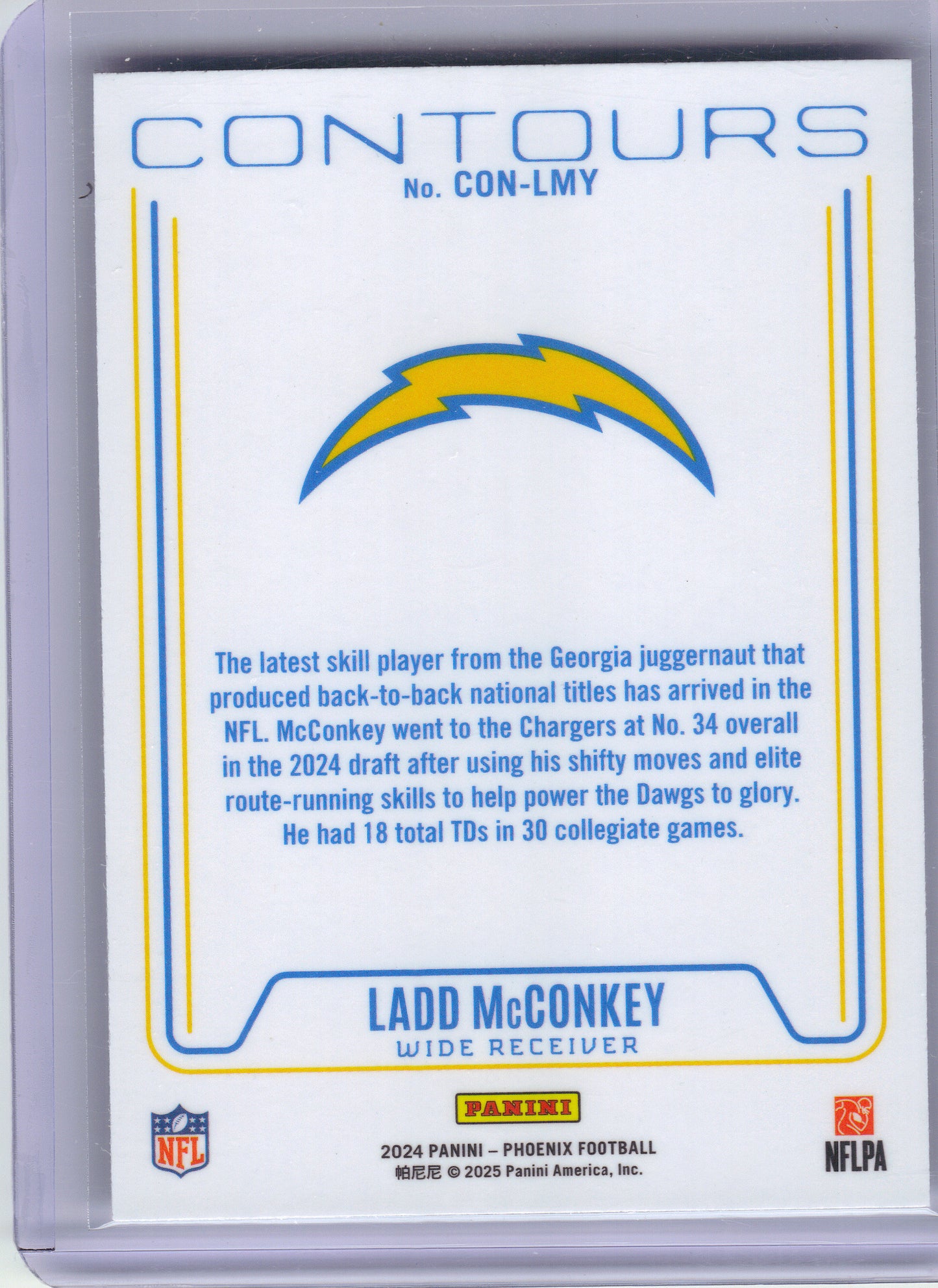 2024 Panini Phoenix #CON-LMY Ladd McConkey Contours Stars Los Angeles Chargers
