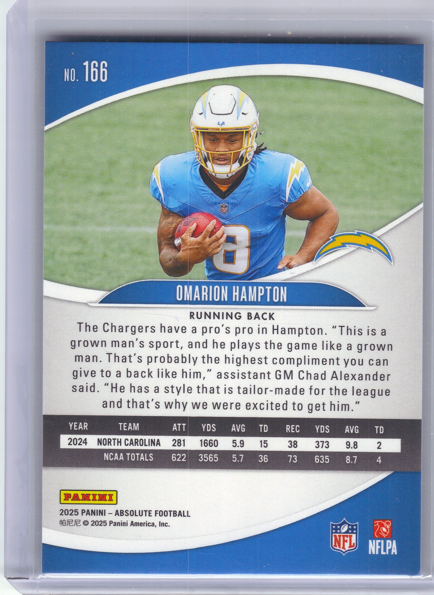 2025 Panini Absolute #166 Omarion Hampton Retail Los Angeles Chargers RC
