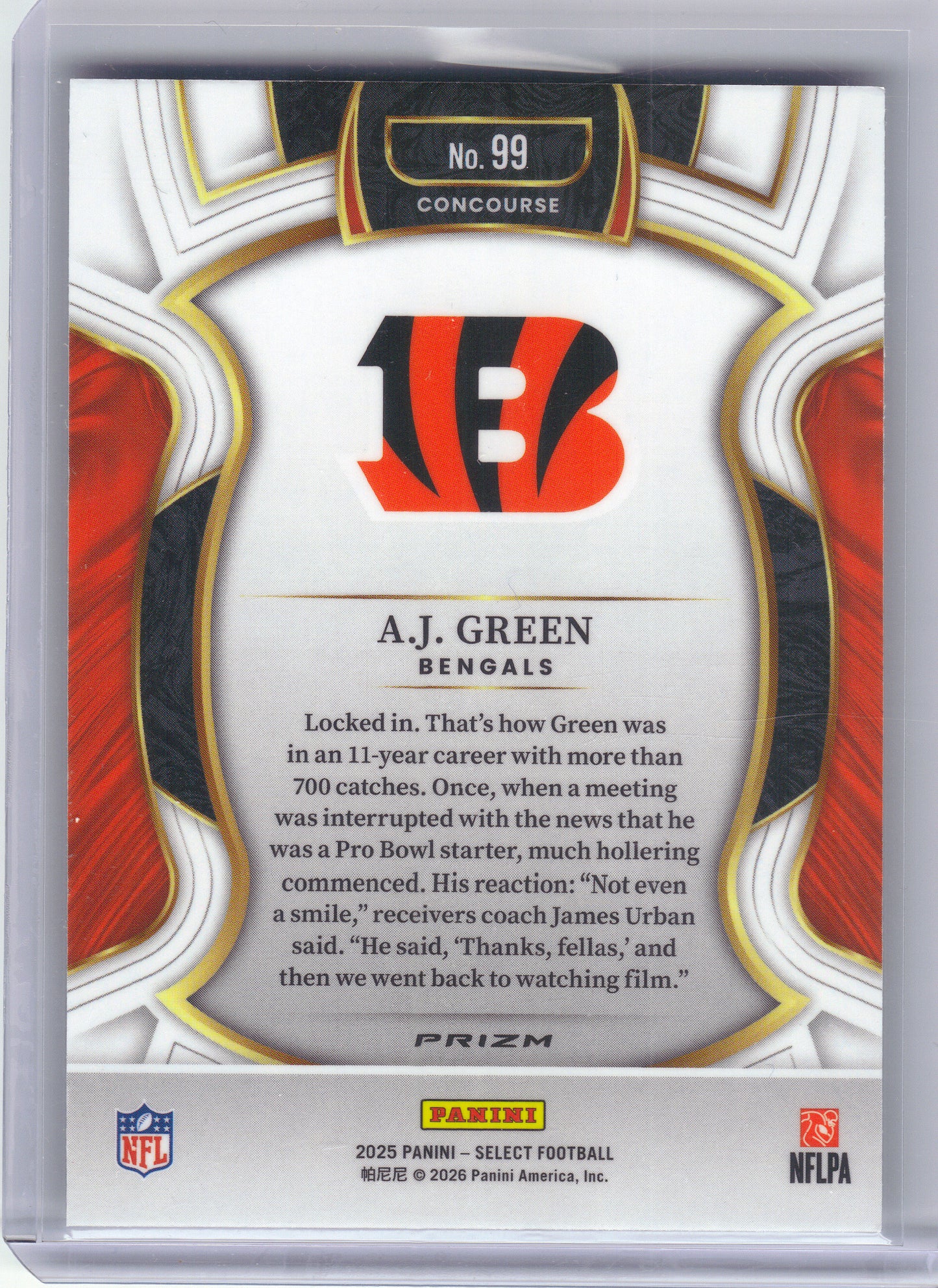 2025 Panini Select #99 A.J. Green Silver Prizm Cincinnati Bengals